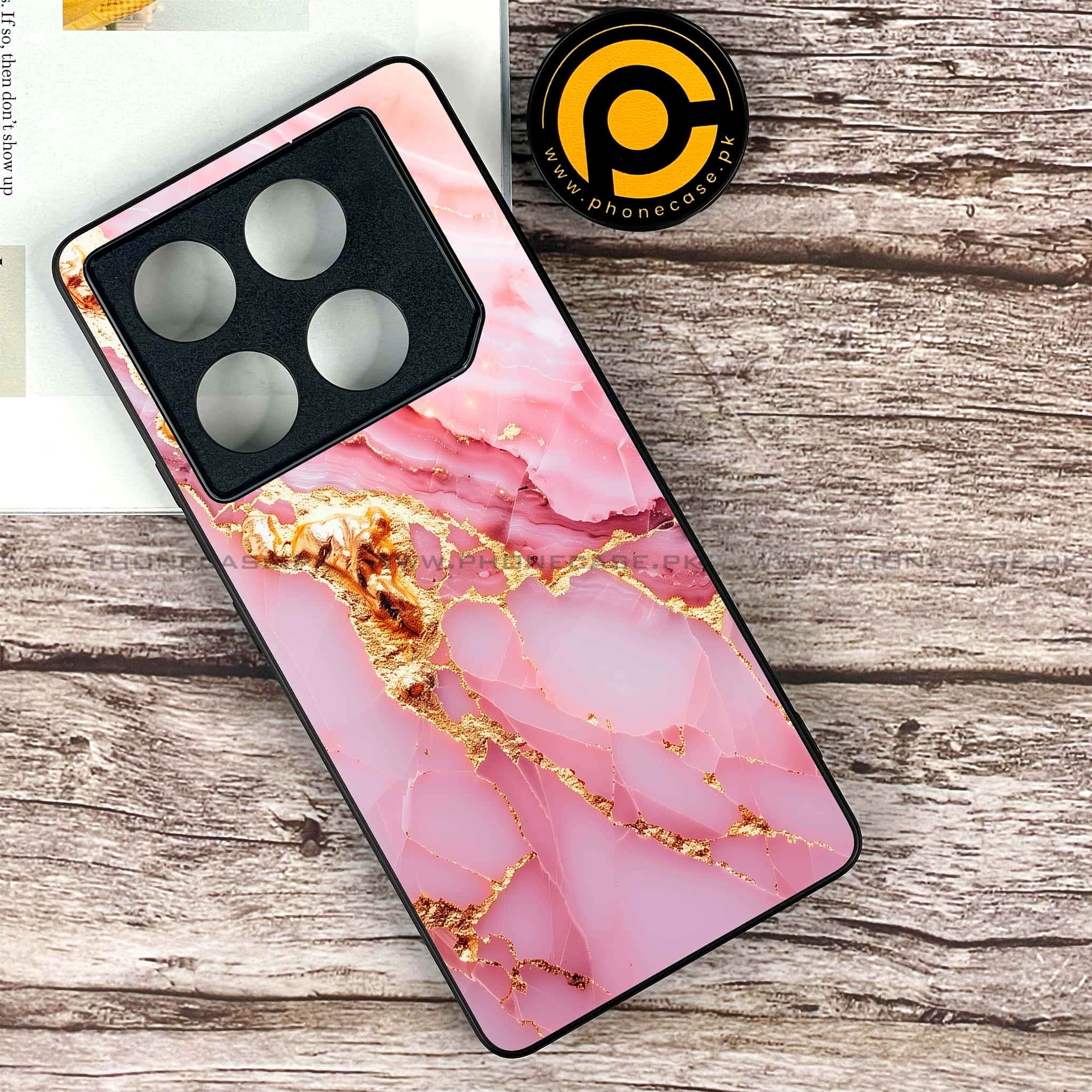 Infinix GT 20 Pro - Pink Marble 2.0 Series - Premium Printed Glass soft Bumper shock Proof Case