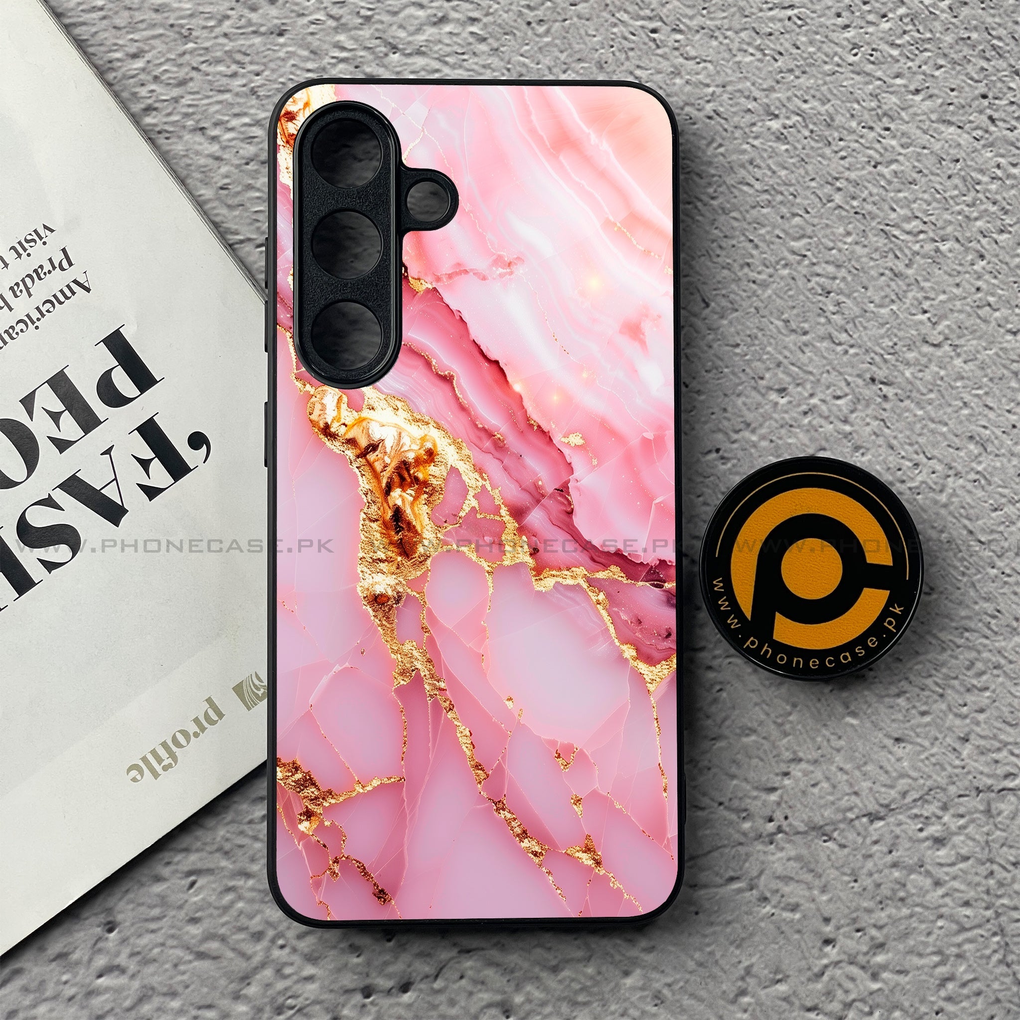 Samsung Galaxy S25 FE - Pink Marble 2.0 Series - Premium Metal Printed soft Bumper shock Proof Case