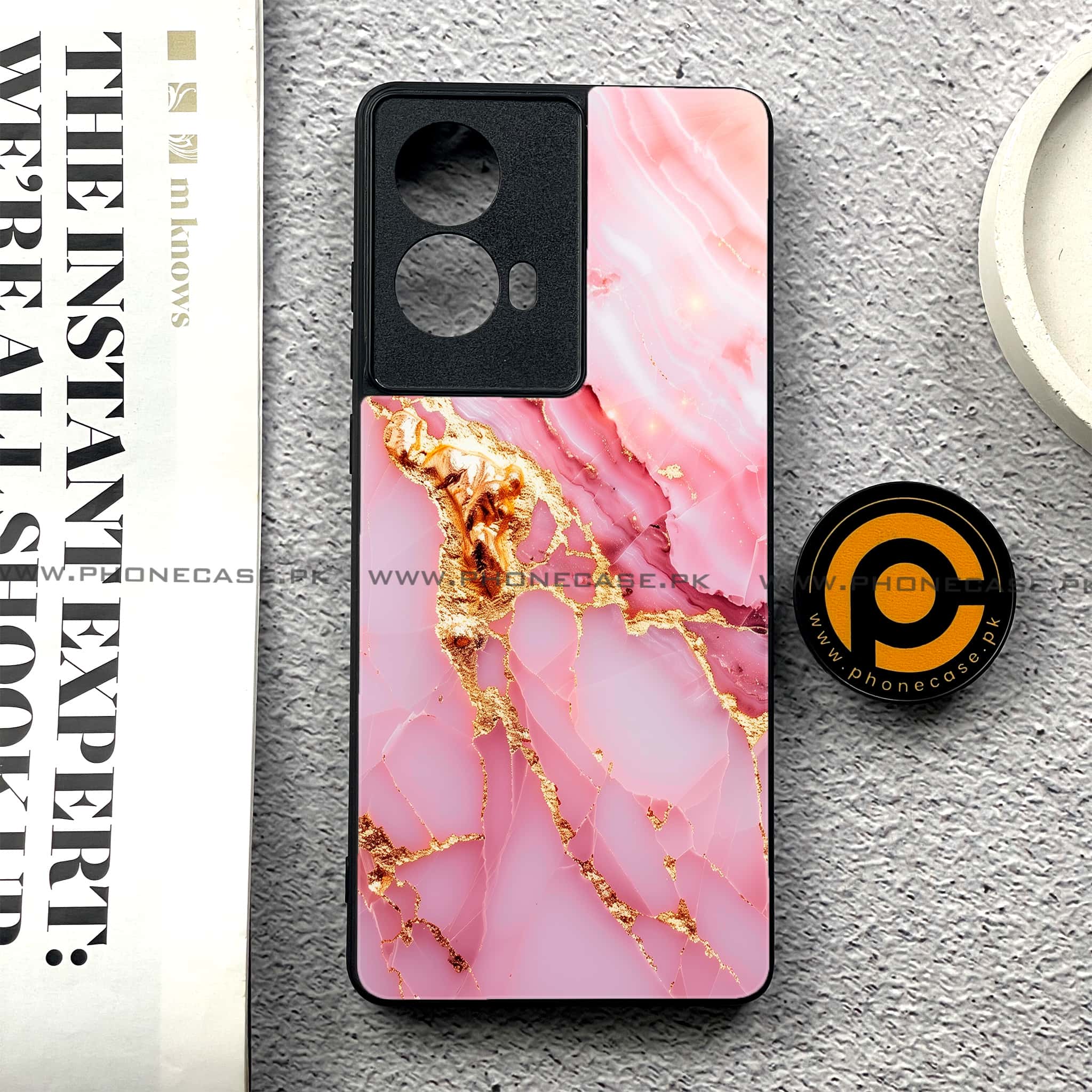 Moto G85 - Pink Marble 2.0 Series - Premium Printed Glass soft Bumper shock Proof Case