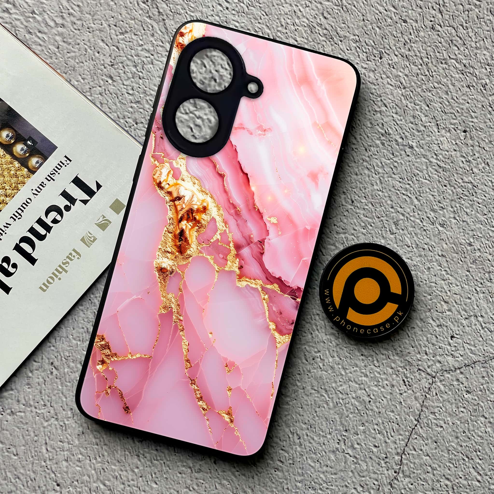 Xiaomi Redmi A5 - Pink Marble 2.0 Series - Premium Metal Printed soft Bumper shock Proof Case
