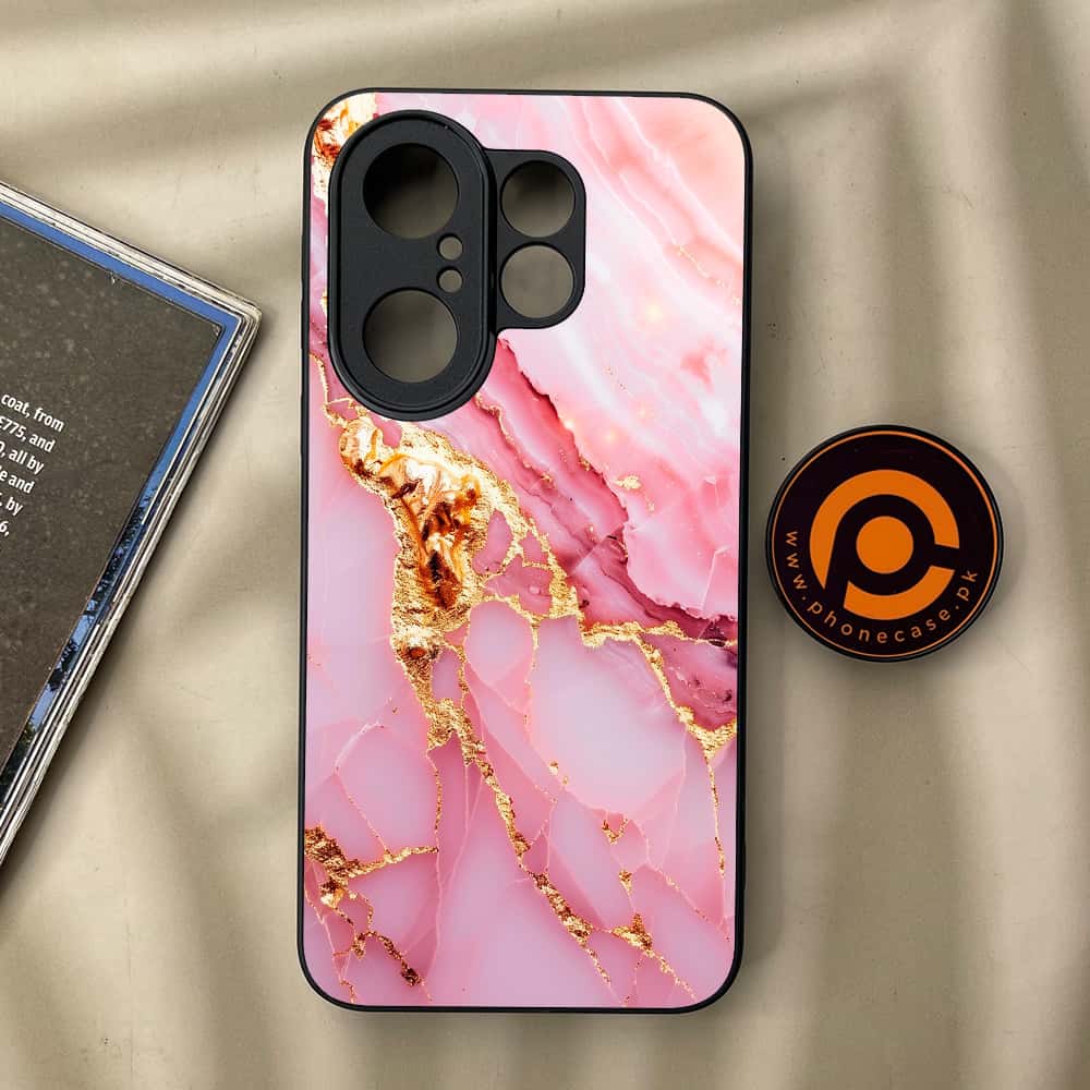 Vivo X200 FE - Pink Marble 2.0 Series - Premium Metal Printed soft Bumper Shock Proof Case