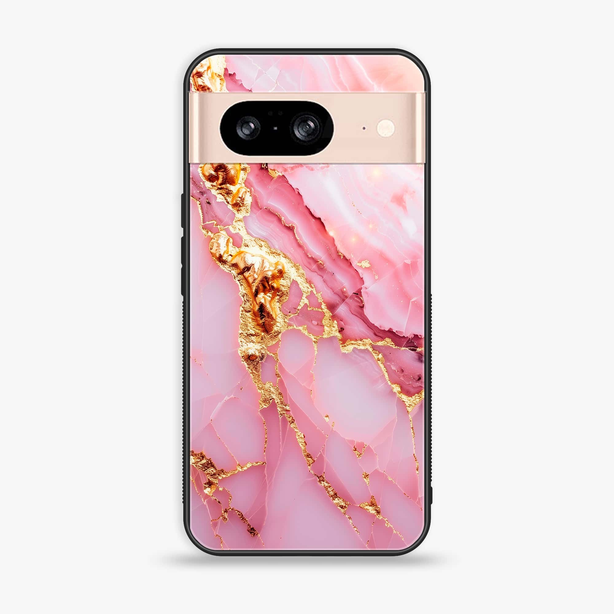 Google Pixel 8 - Pink Marble 2.0 Series - Premium Printed Glass soft Bumper shock Proof Case