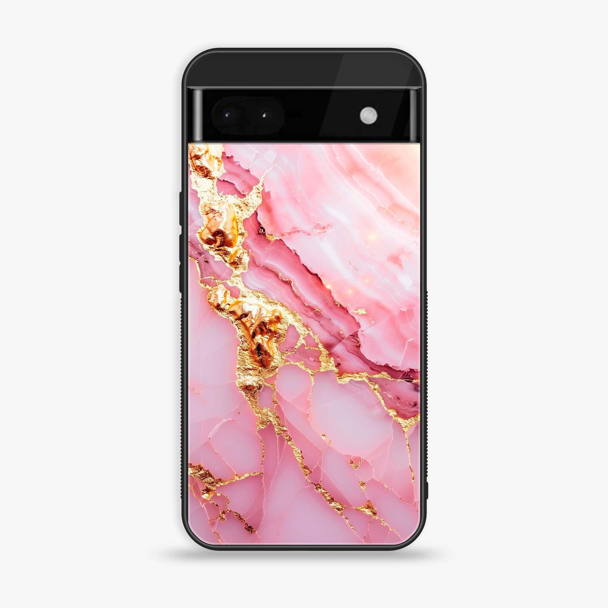 Google Pixel 6A - Pink Marble 2.0 Series - Premium Metal Printed soft Bumper Shock Proof Case