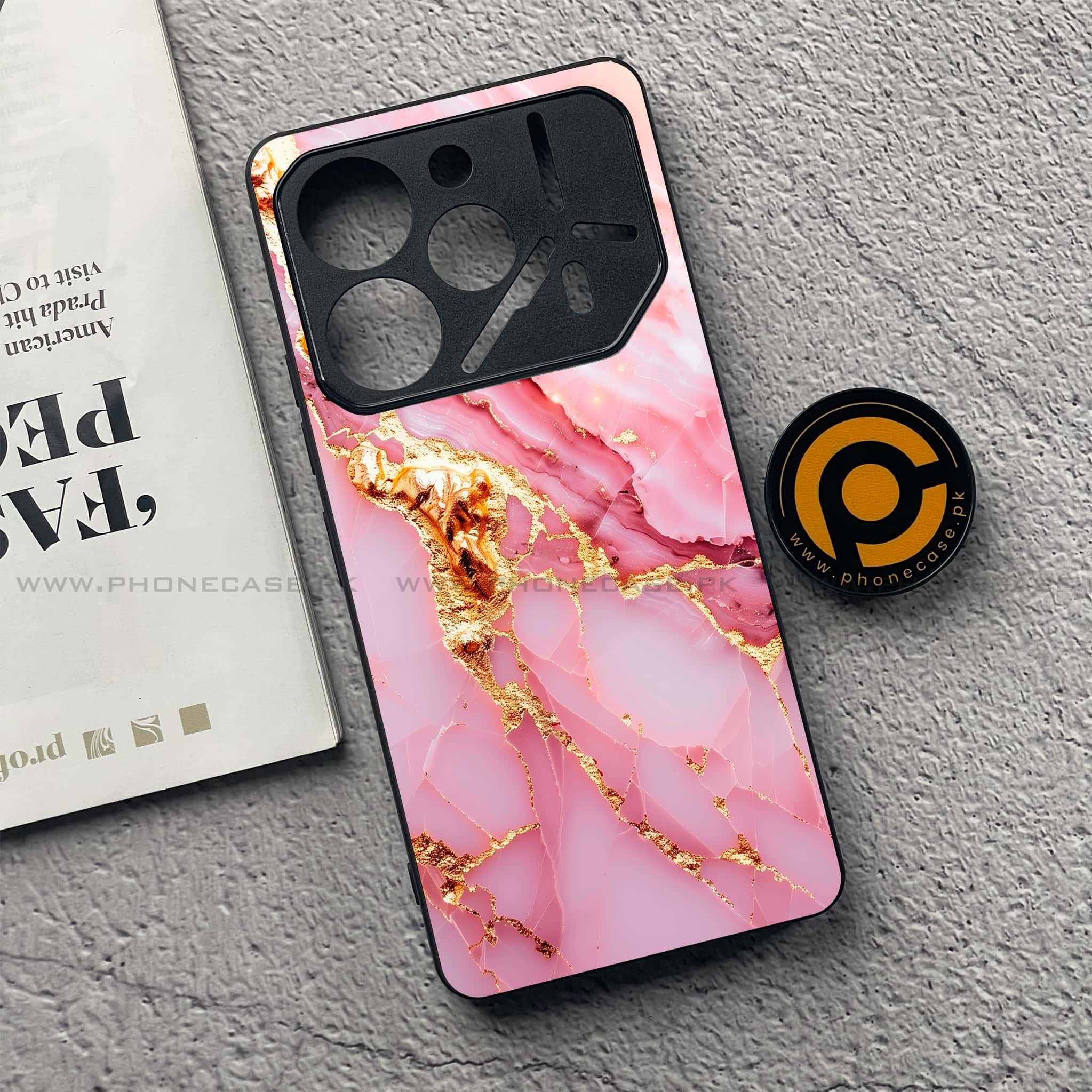 Tecno Pova 6 Pro - Pink Marble 2.0 Series - Premium Printed Glass soft Bumper shock Proof Case
