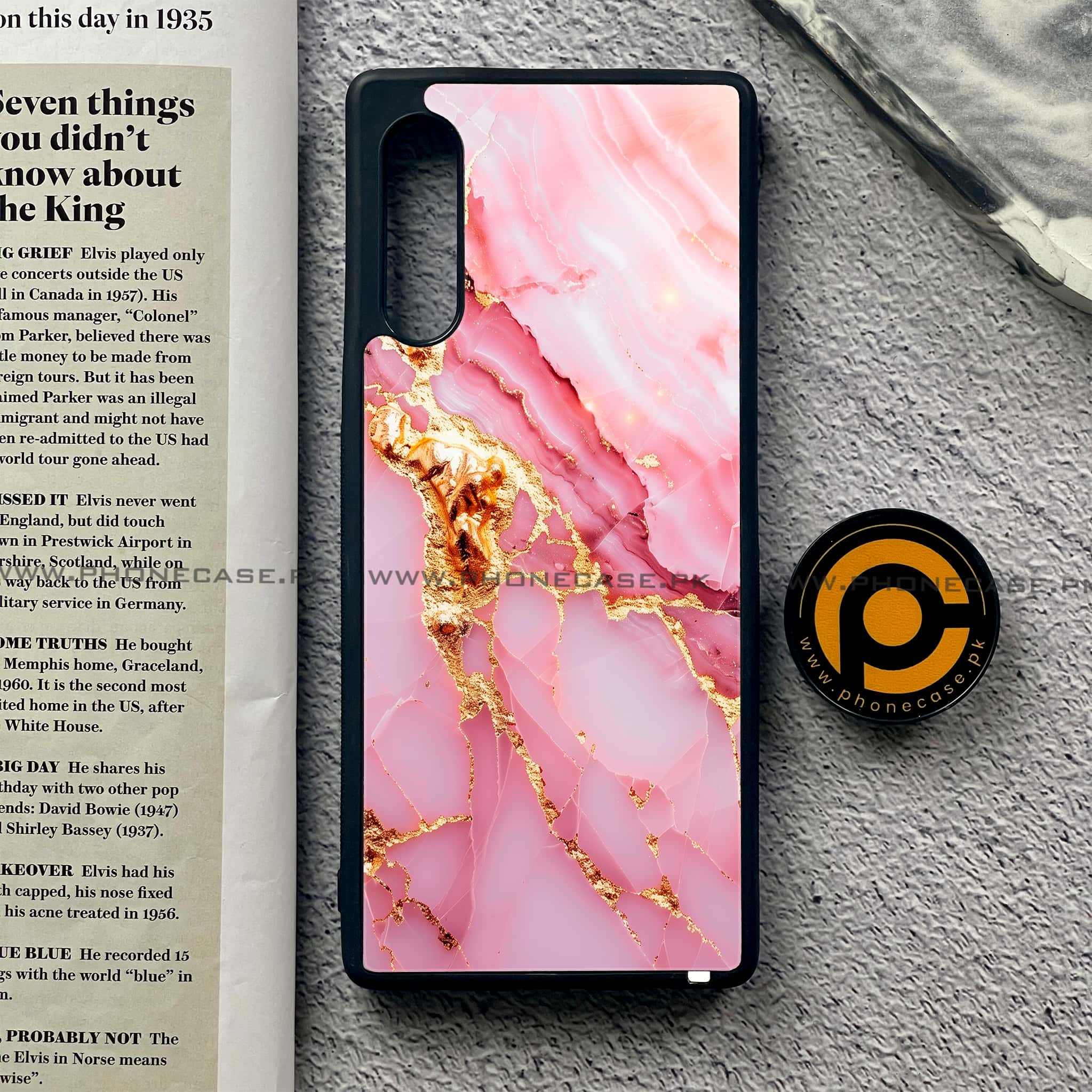 LG G9 - Pink Marble 2.0 Series - Premium Metal Printed soft Bumper shock Proof Case