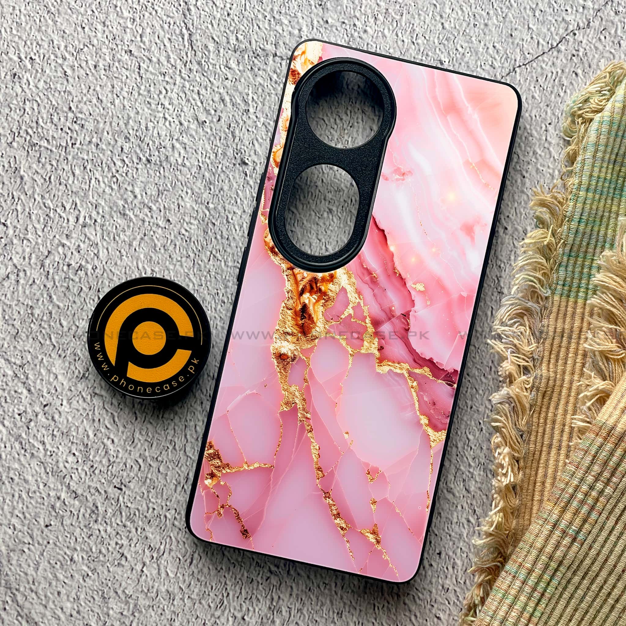 Vivo V40 Pro - Pink Marble 2.0 Series - Premium Metal Printed soft Bumper shock Proof Case