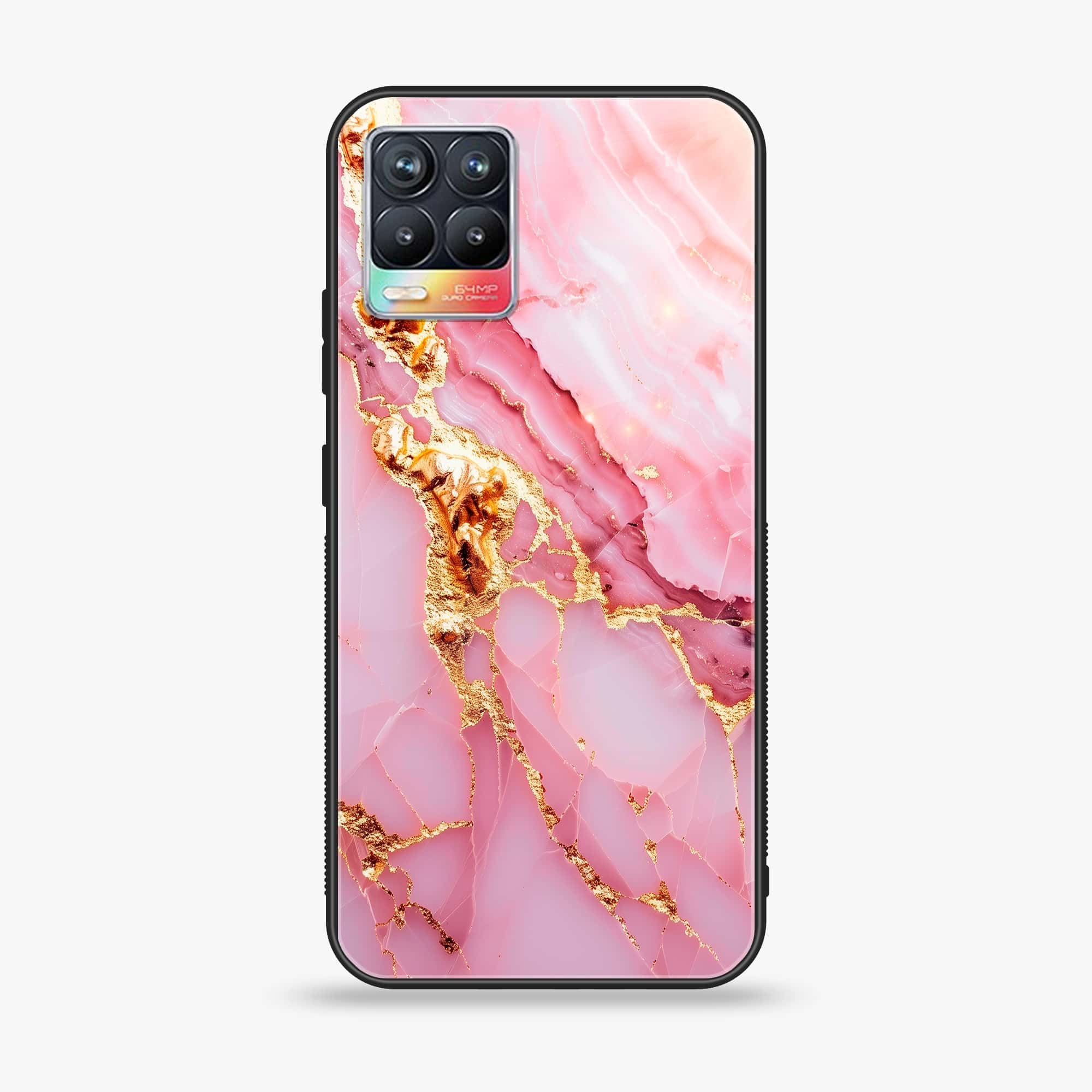 Realme 8 pro - Pink Marble 2.0 Series - Premium Printed Glass soft Bumper shock Proof Case