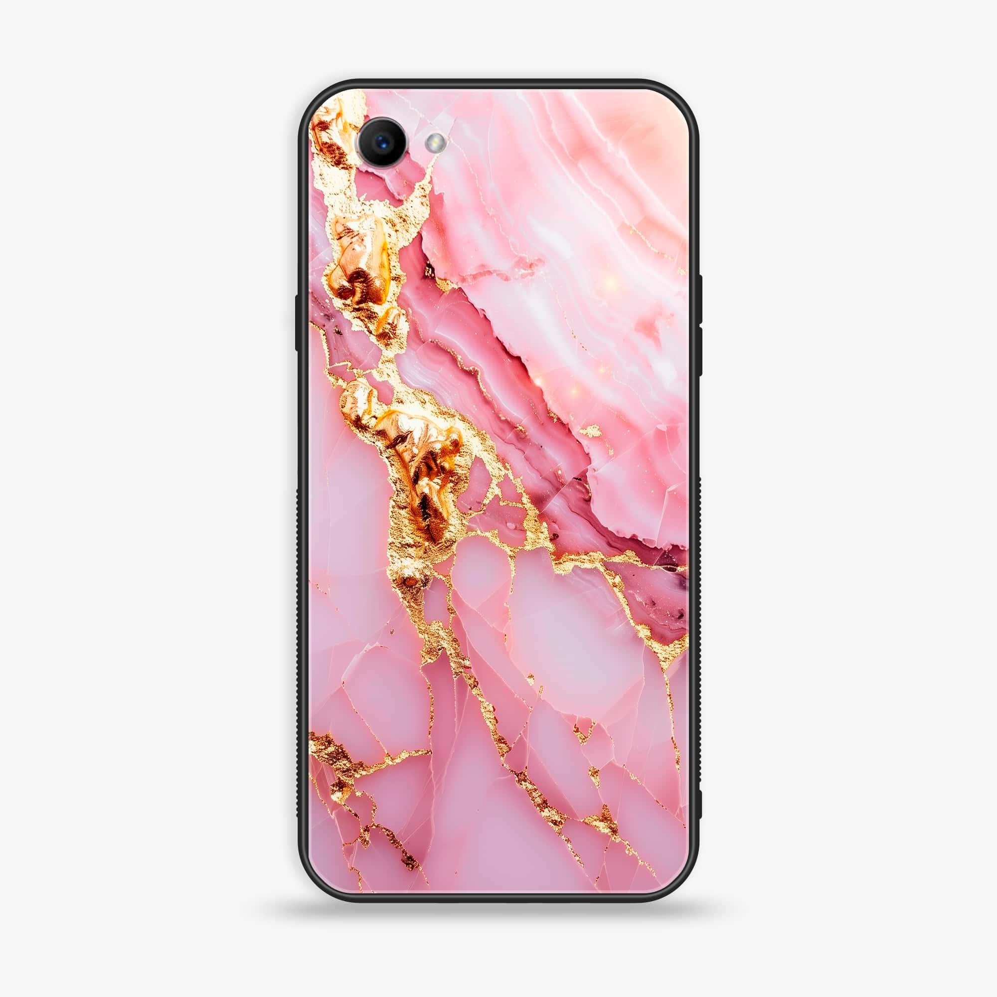 Oppo F7 Youth - Pink Marble 2.0 Series - Premium Printed Glass soft Bumper shock Proof Case