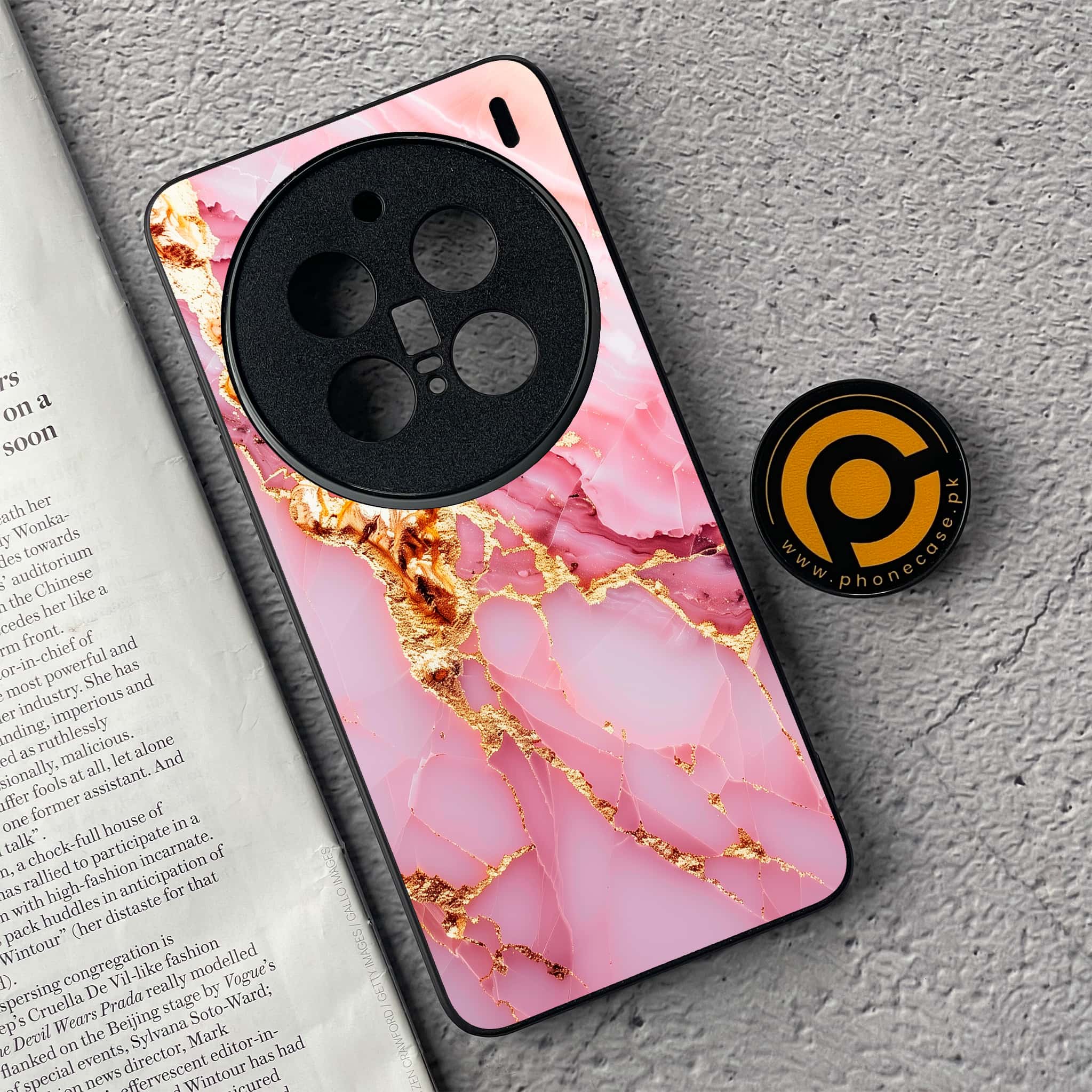 Vivo X200 Pro - Pink Marble 2.0 Series - Premium Metal  Printed soft Bumper shock Proof Case