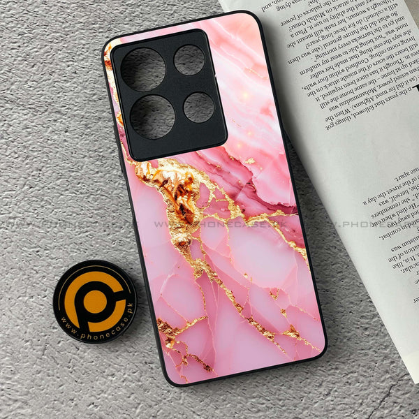 Infinix Note 30 - Pink Marble 2.0  Design 6 - Premium Metal Printed soft Bumper shock Proof Case