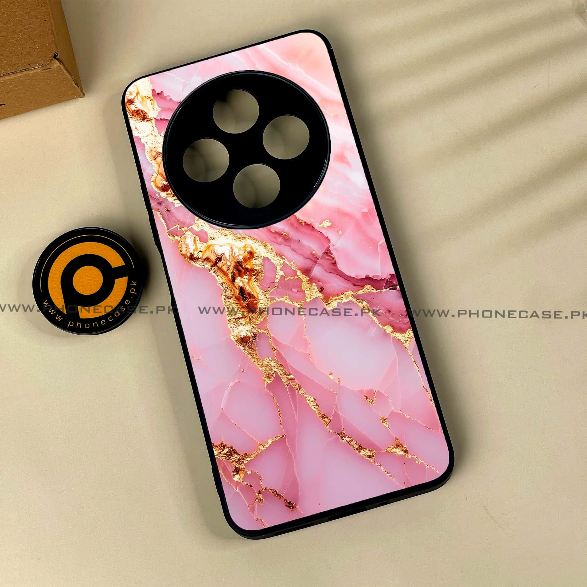 Xiaomi Poco C75 4G - Pink Marble 2.0 Series - Premium Printed Glass soft Bumper shock Proof Case