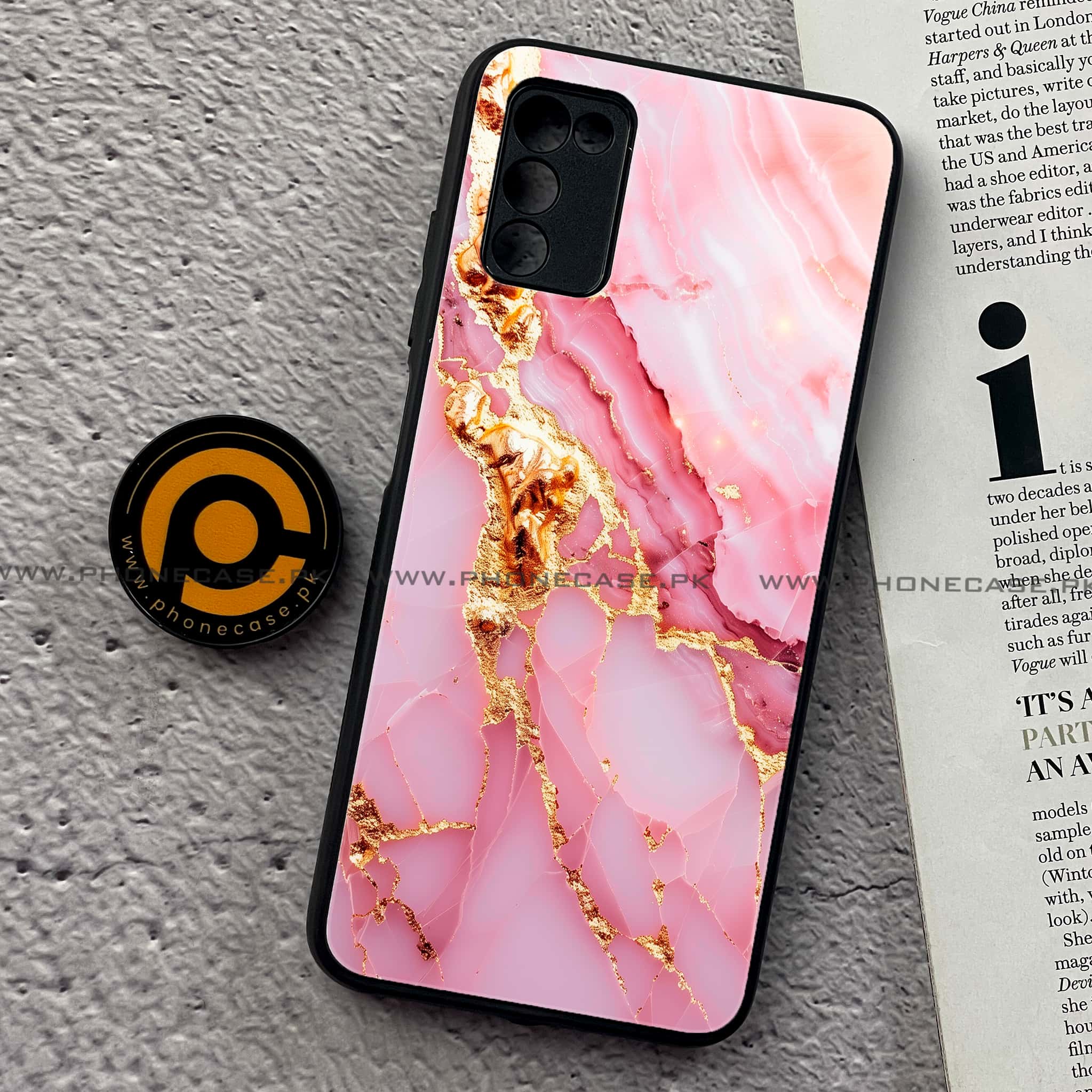Samsung Galaxy A02s - Pink Marble 2.0 Series  - Premium Printed Metal soft Bumper shock Proof Case