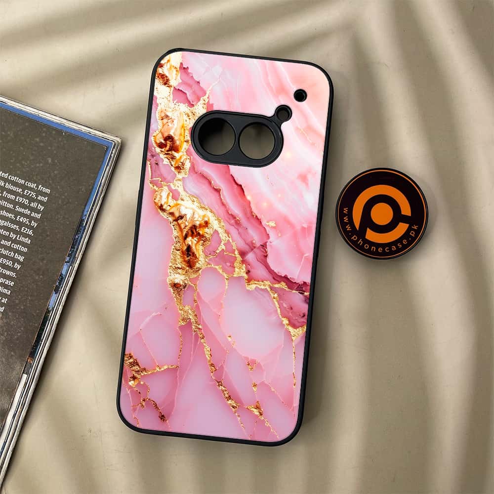 Nothing Phone (2a) - Pink Marble 2.0 Series - Premium Metal Printed soft Bumper Shock Proof Case