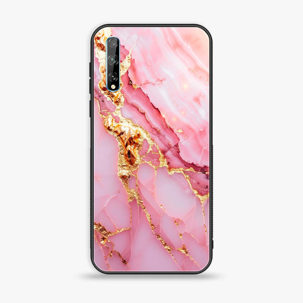 Huawei Y8p -  Pink Marble 2.0 Design 6  - Premium Printed Glass soft Bumper shock Proof Case  CS-35985