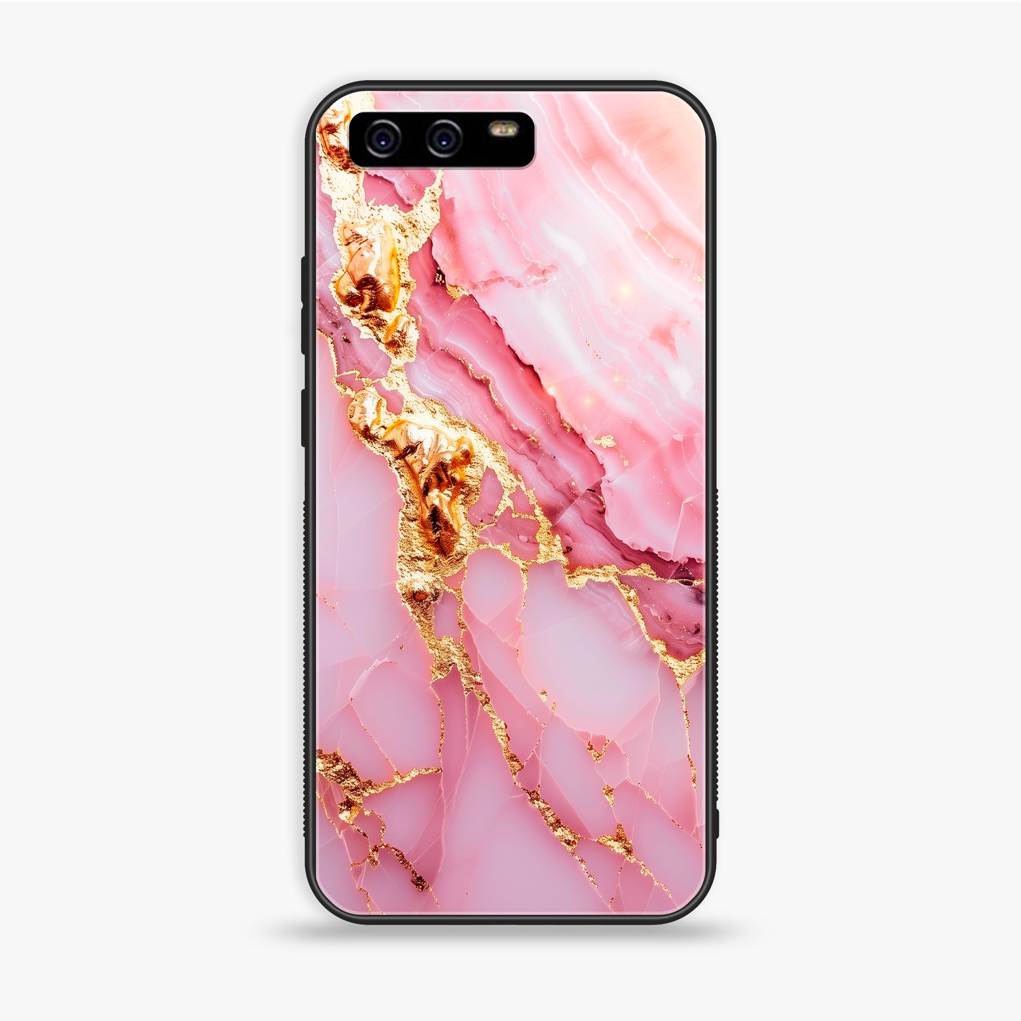 Huawei P10 Plus - Pink Marble 2.0 Series - Premium Printed Glass Soft Bumper Shock Proof Case