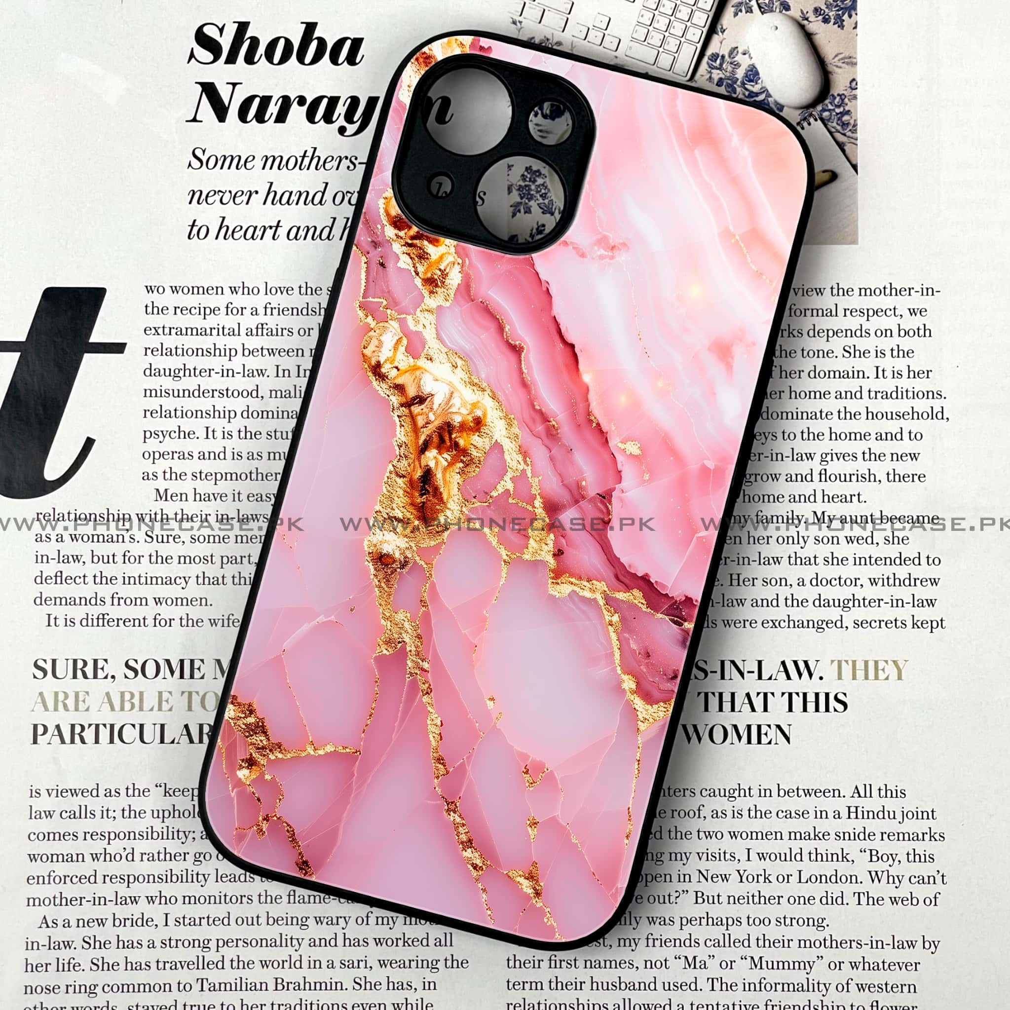 iPhone 14 Plus - Pink Marble 2.0 Series - Premium Metal Printed soft Bumper shock Proof Case