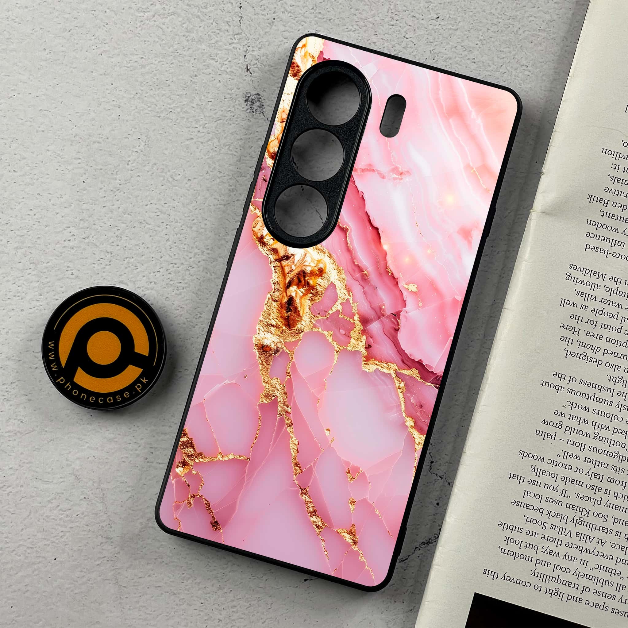 Tecno Camon 40 Pro - Pink Marble 2.0 Series - Premium Metal Printed Soft Bumper Shockproof Case