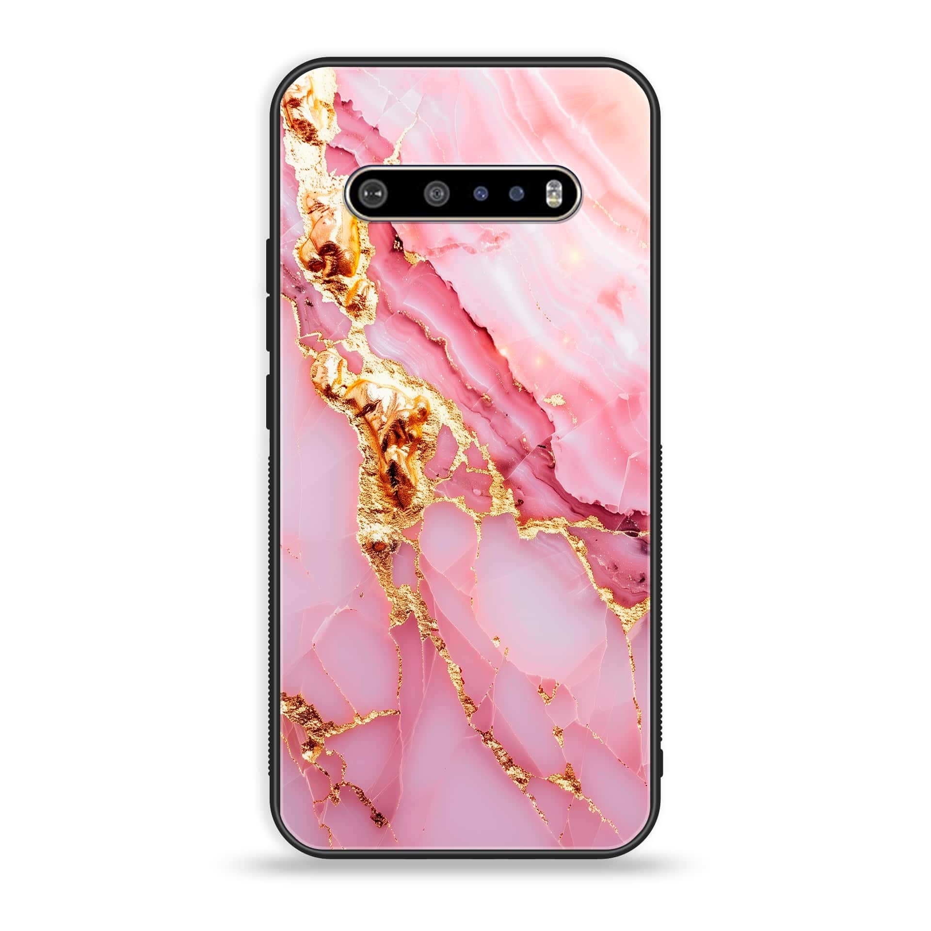 LG V60 Pink Marble 2.0 Series Premium Printed Glass soft Bumper shock Proof Case