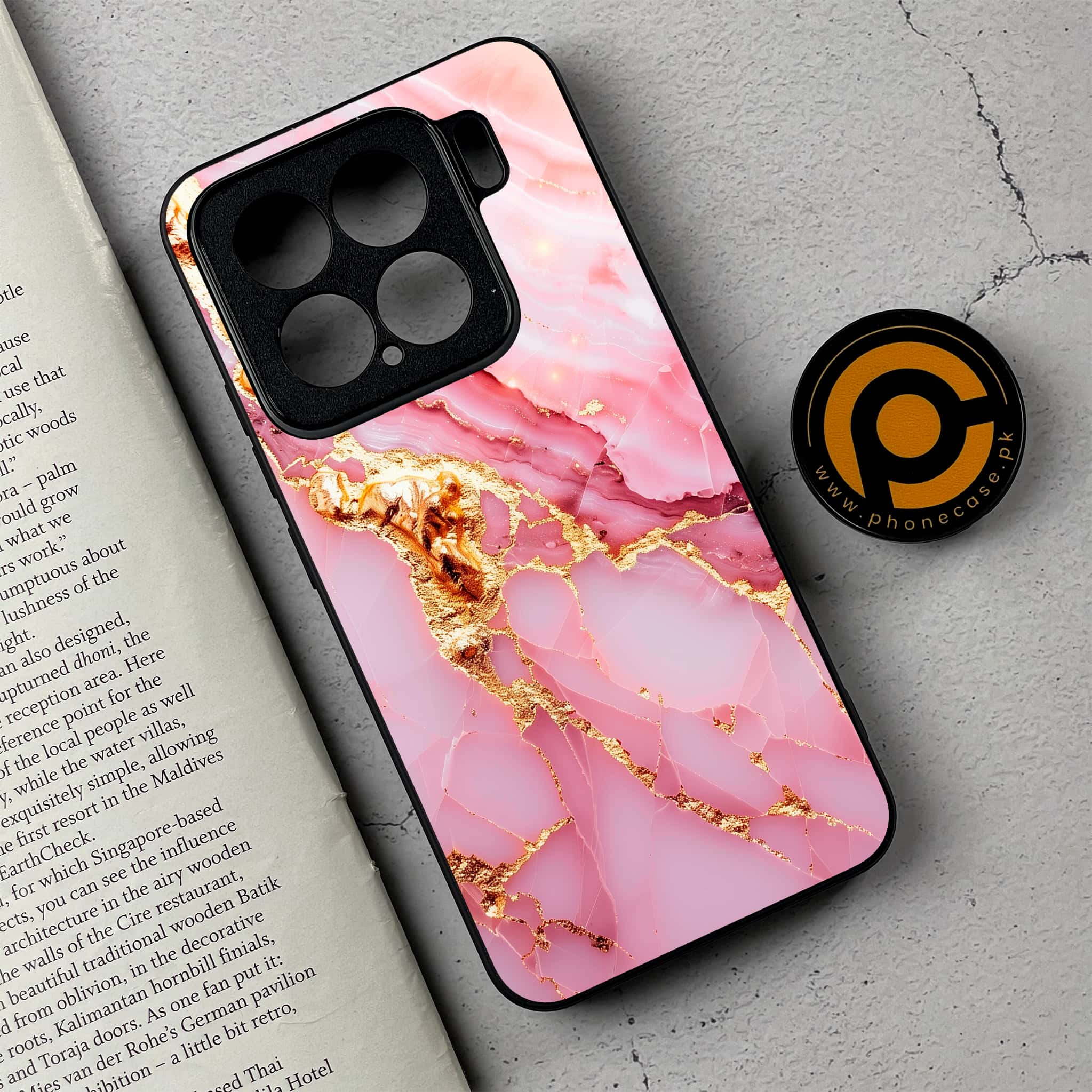Xiaomi 15 - Pink Marble 2.0 Series - Premium Metal Printed soft Bumper shock Proof Case