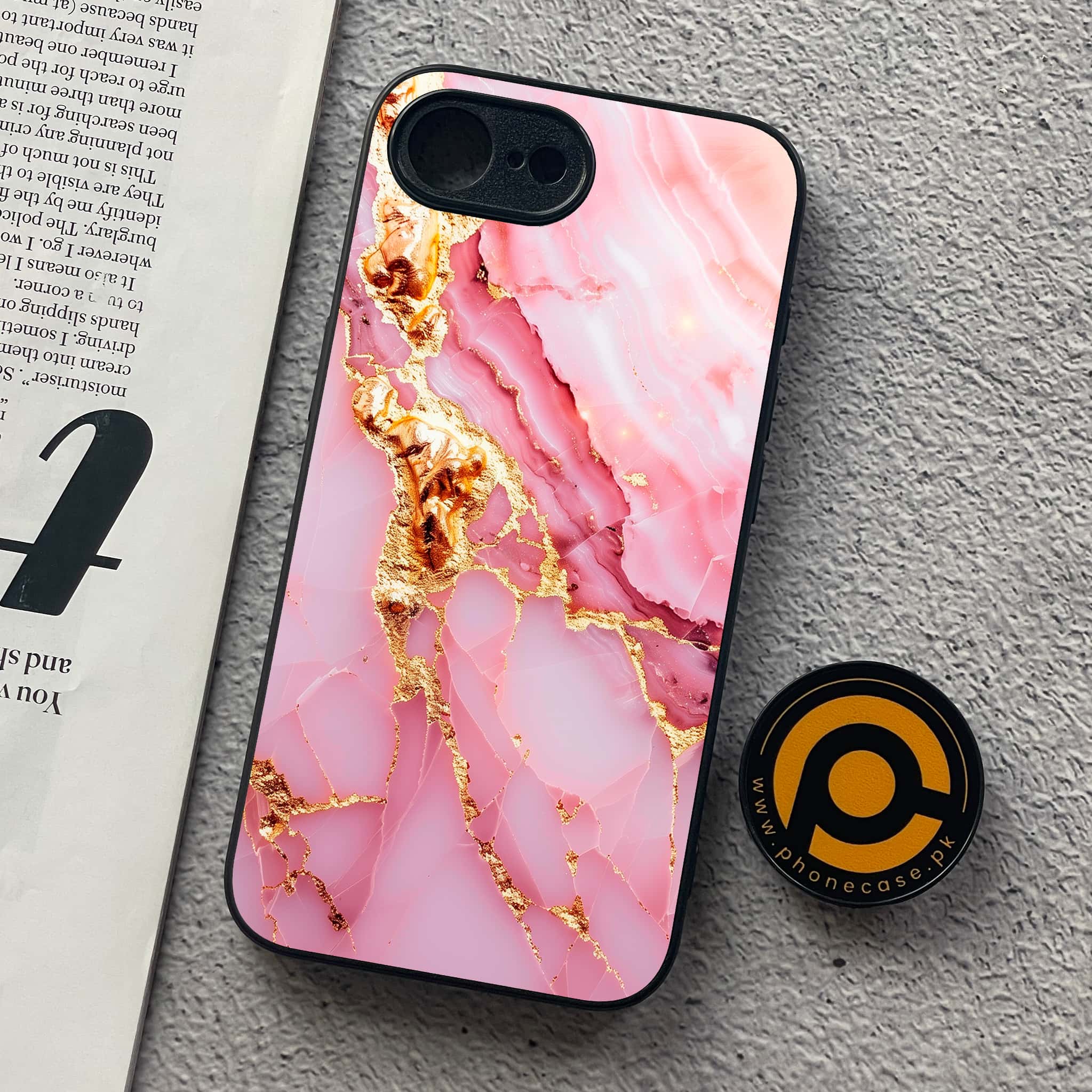 iPhone 16e - Pink Marble 2.0 Series - Premium Metal  Printed soft Bumper shock Proof Case