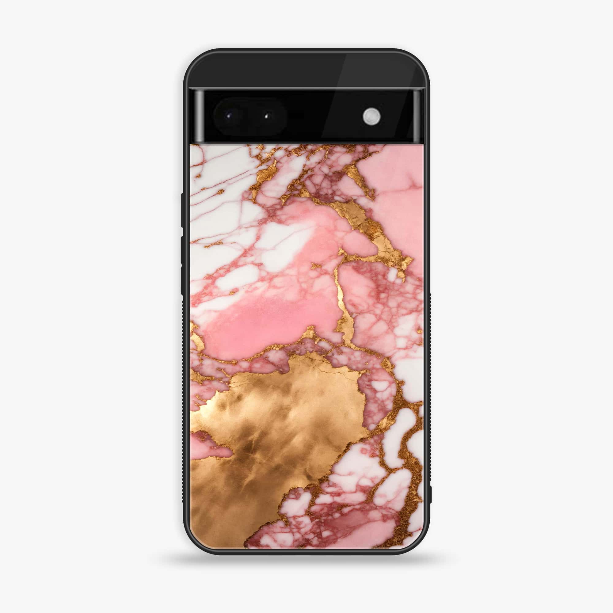 Google Pixel 6A - Pink Marble 2.0 Series - Premium Metal Printed soft Bumper Shock Proof Case