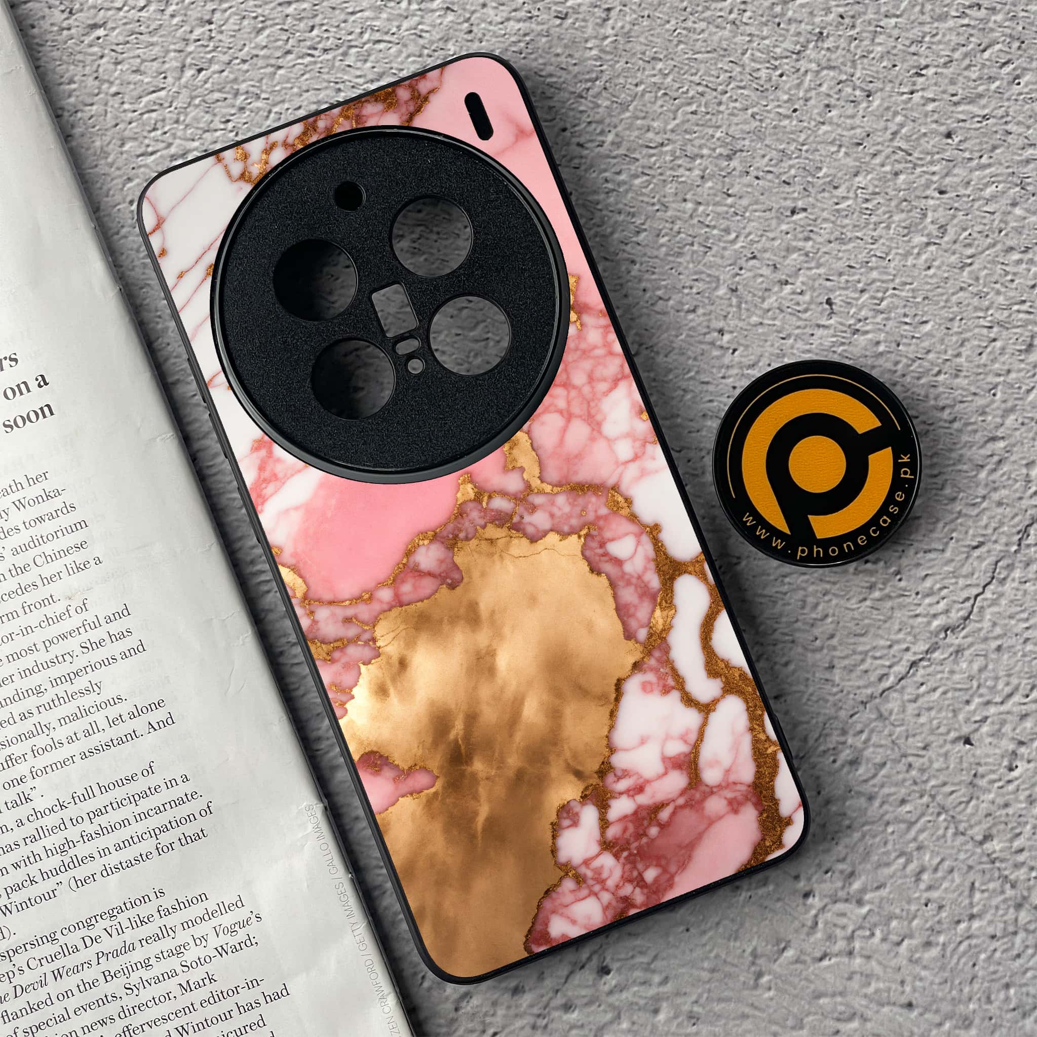 Vivo X200 Pro - Pink Marble 2.0 Series - Premium Metal  Printed soft Bumper shock Proof Case
