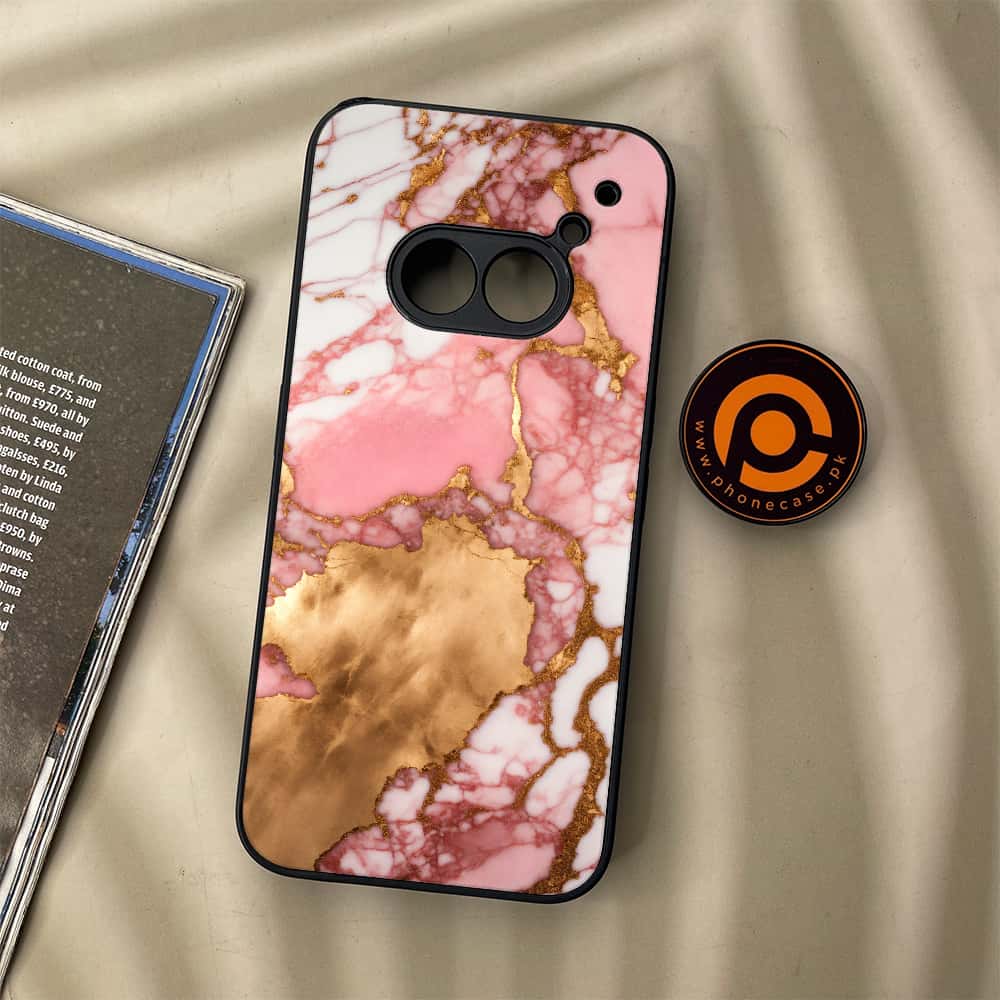 Nothing Phone (2a) - Pink Marble 2.0 Series - Premium Metal Printed soft Bumper Shock Proof Case