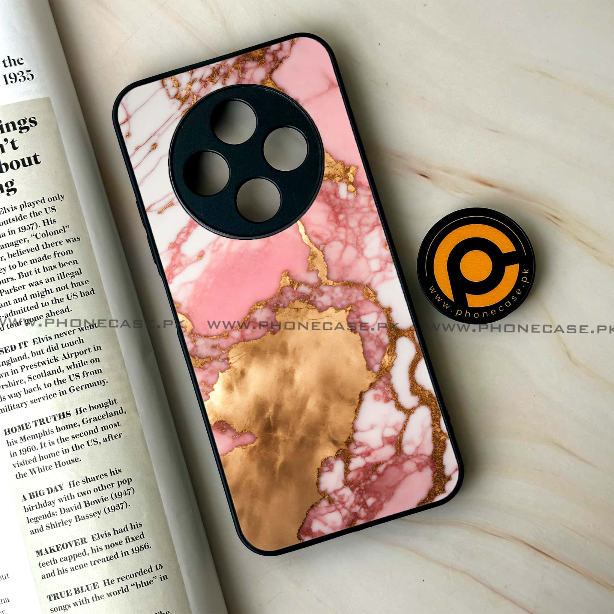 Oppo F27 Pro - Pink Marble 2.0 Series - Premium Metal Printed soft Bumper Shock Proof Case