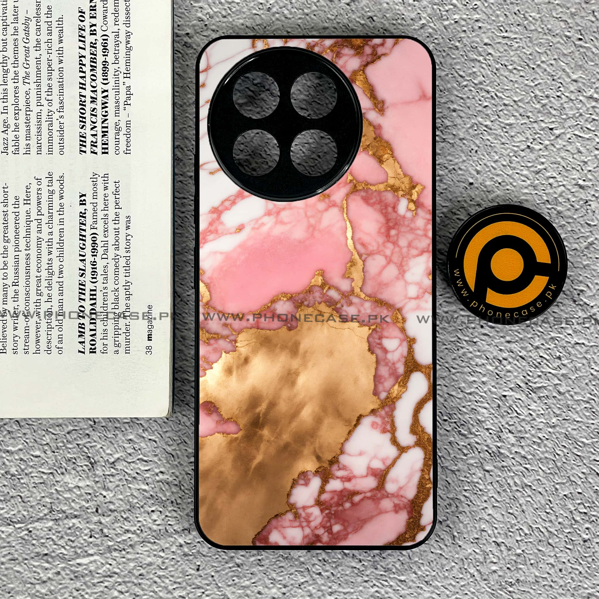 Tecno Spark 30 Pro - Pink Marble 2.0 Series - Premium Printed Glass soft Bumper shock Proof Case