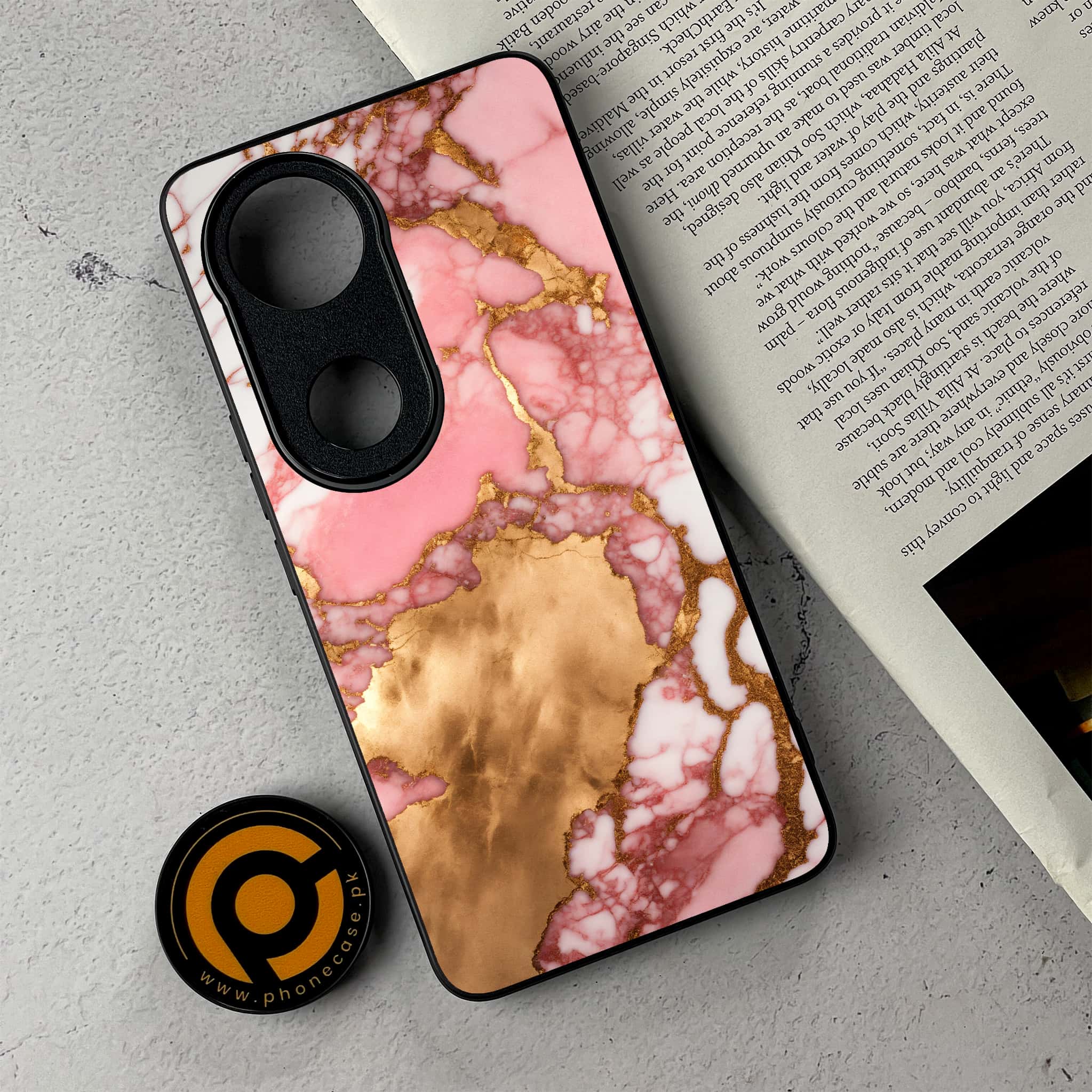 Vivo V50 -  Pink Marble 2.0 Series  - Premium Metal Printed Soft Bumper Shockproof Case