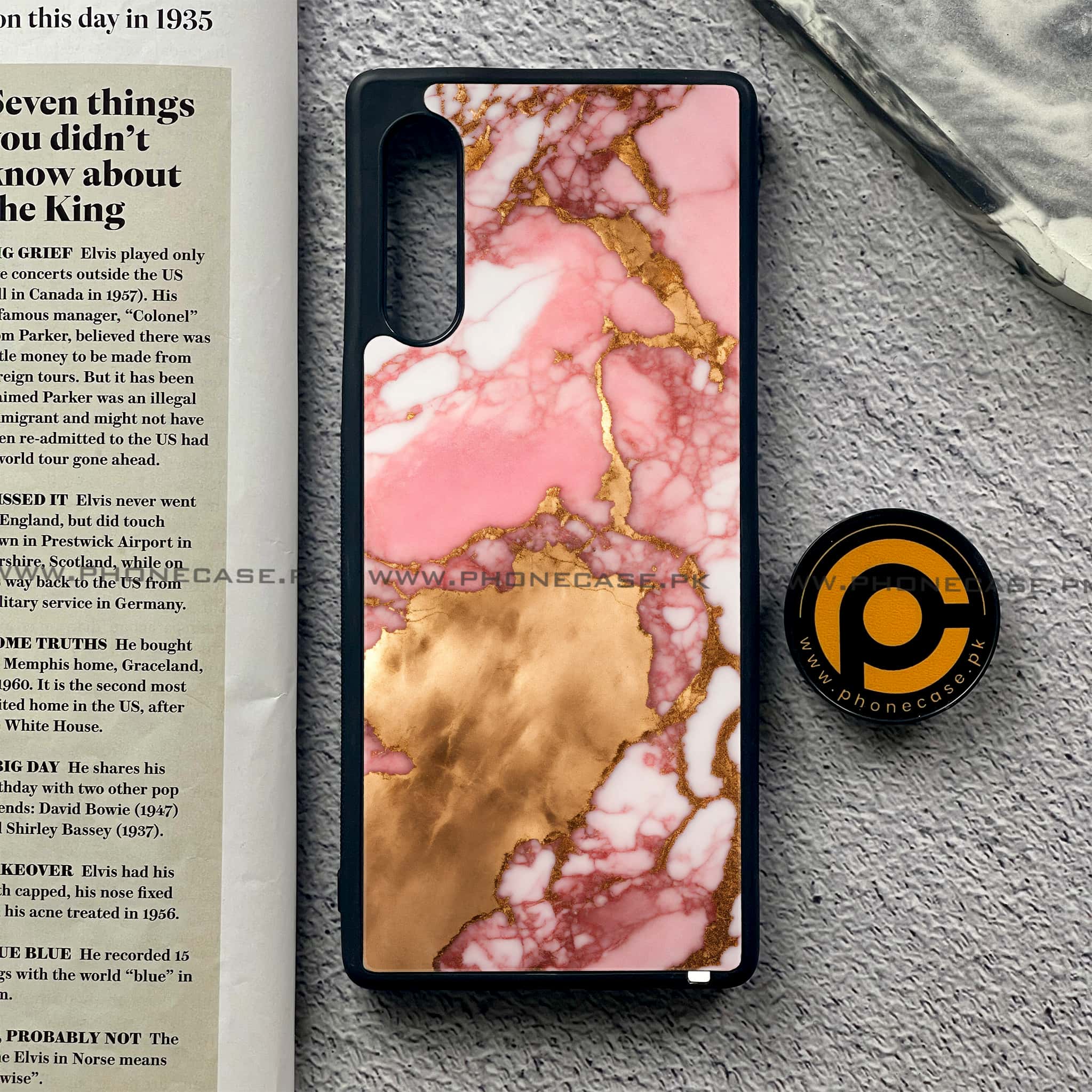 LG G9 - Pink Marble 2.0 Series - Premium Metal Printed soft Bumper shock Proof Case
