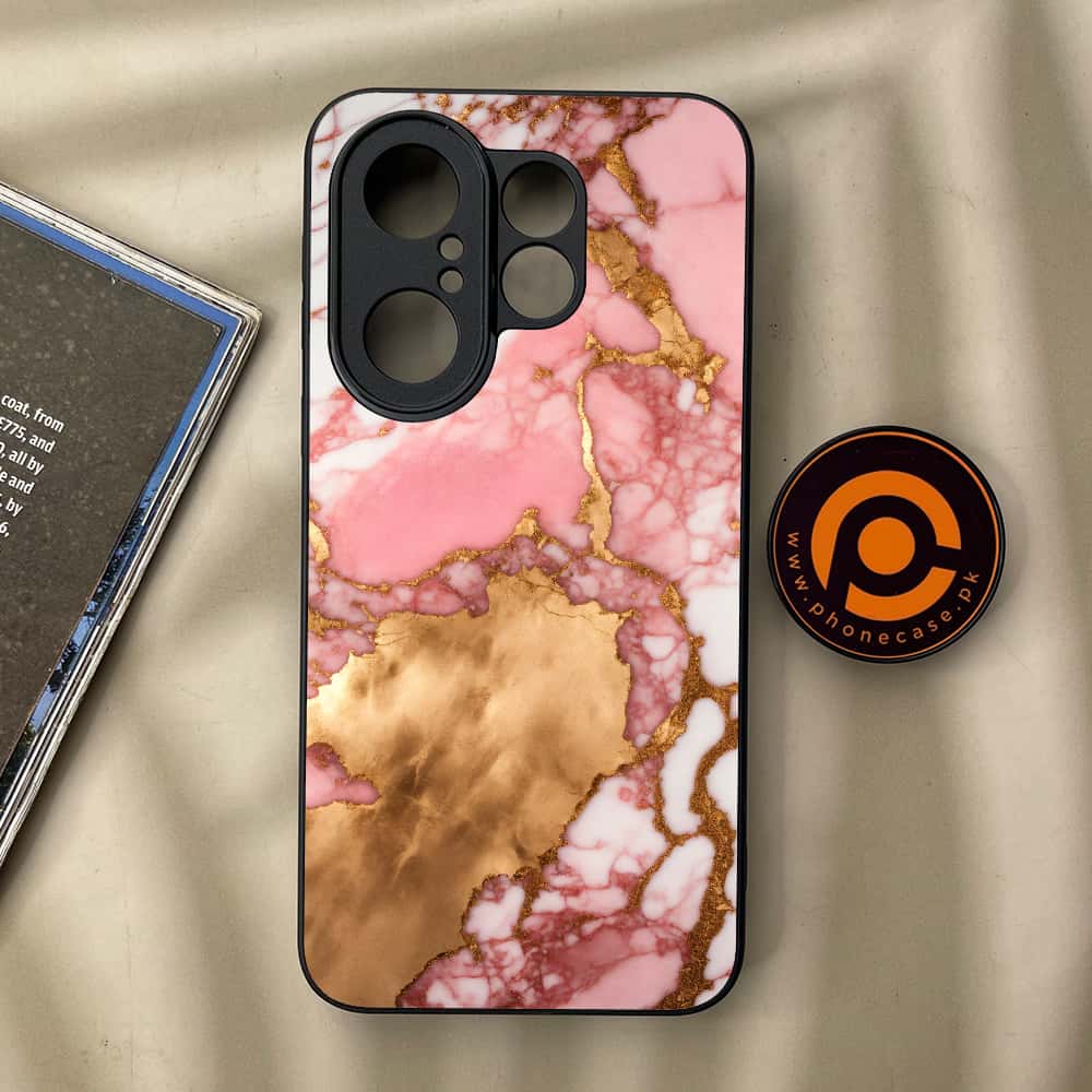 Vivo X200 FE - Pink Marble 2.0 Series - Premium Metal Printed soft Bumper Shock Proof Case