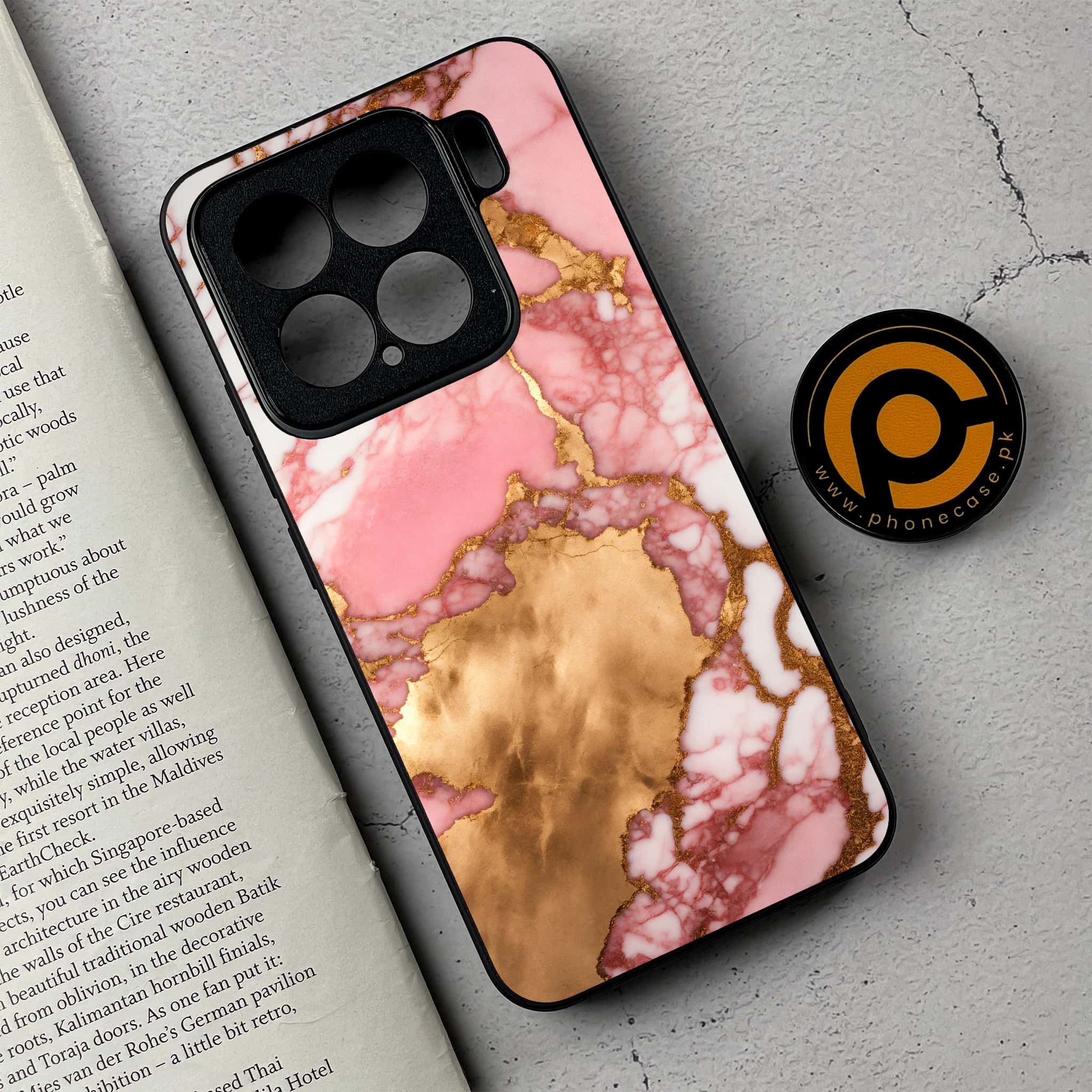 Xiaomi 15 - Pink Marble 2.0 Series - Premium Metal Printed soft Bumper shock Proof Case
