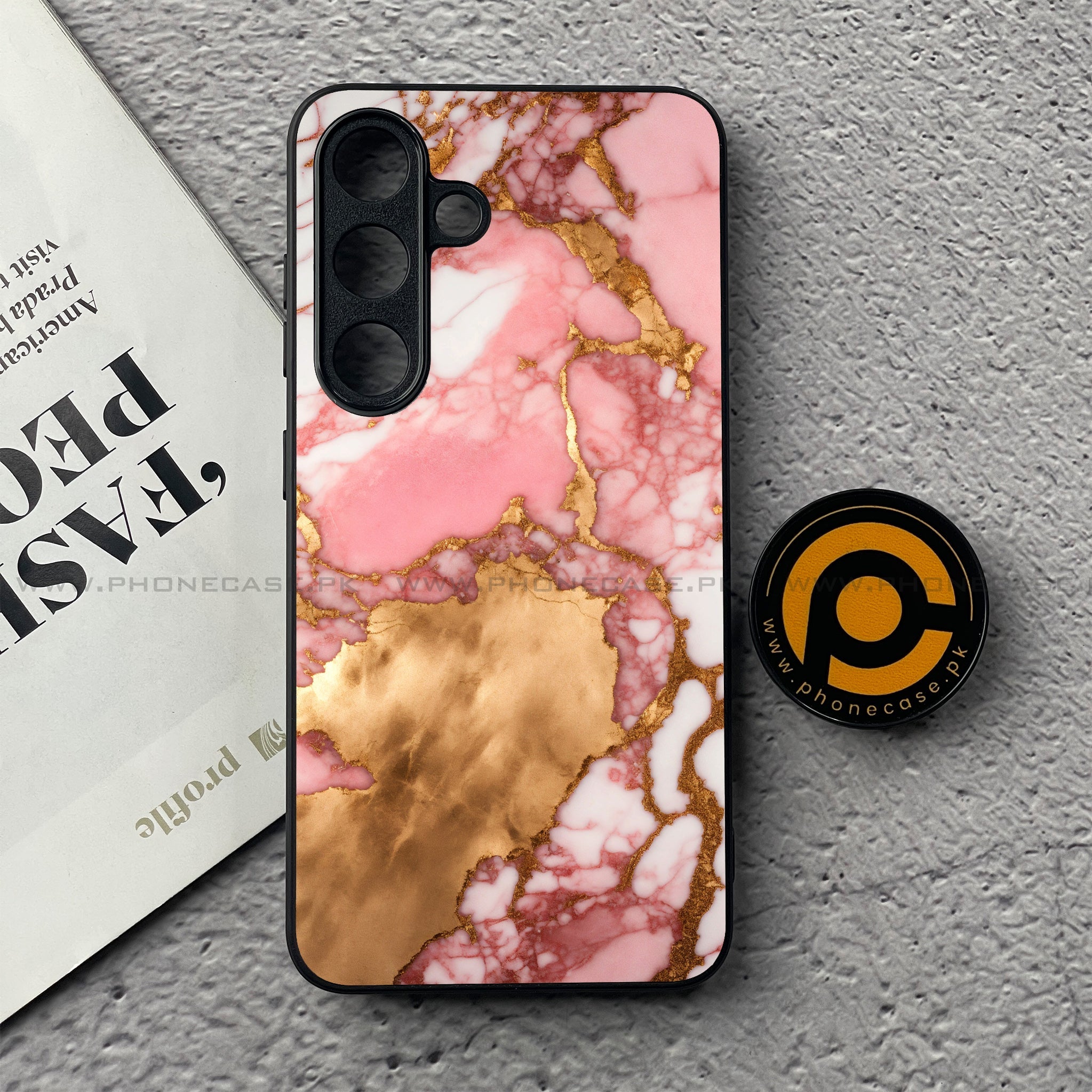 Samsung Galaxy S25 FE - Pink Marble 2.0 Series - Premium Metal Printed soft Bumper shock Proof Case