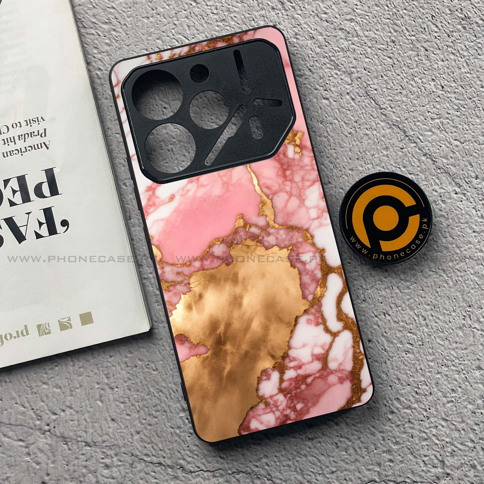 Tecno Pova 6 Pro - Pink Marble 2.0 Series - Premium Printed Glass soft Bumper shock Proof Case