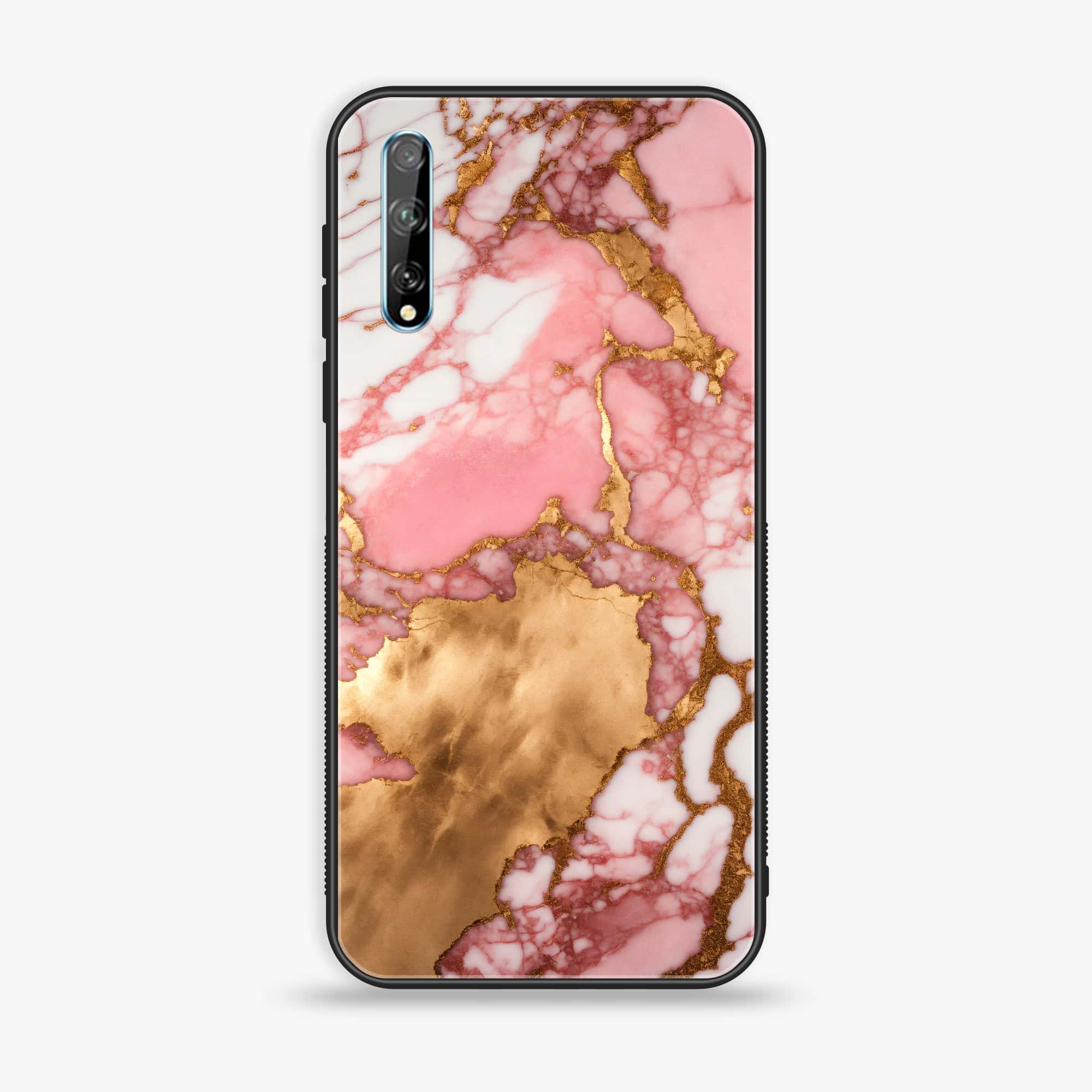 Huawei Y8p -  Pink Marble 2.0 Series - Premium Printed Glass soft Bumper shock Proof Case