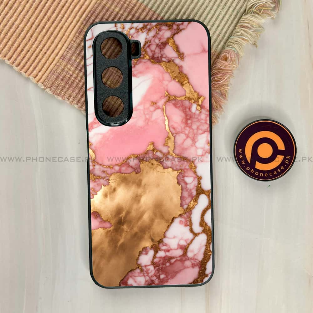 Infinix Hot 60i - Pink Marble 2.0 Series - Premium Metal Printed soft Bumper shock Proof Case