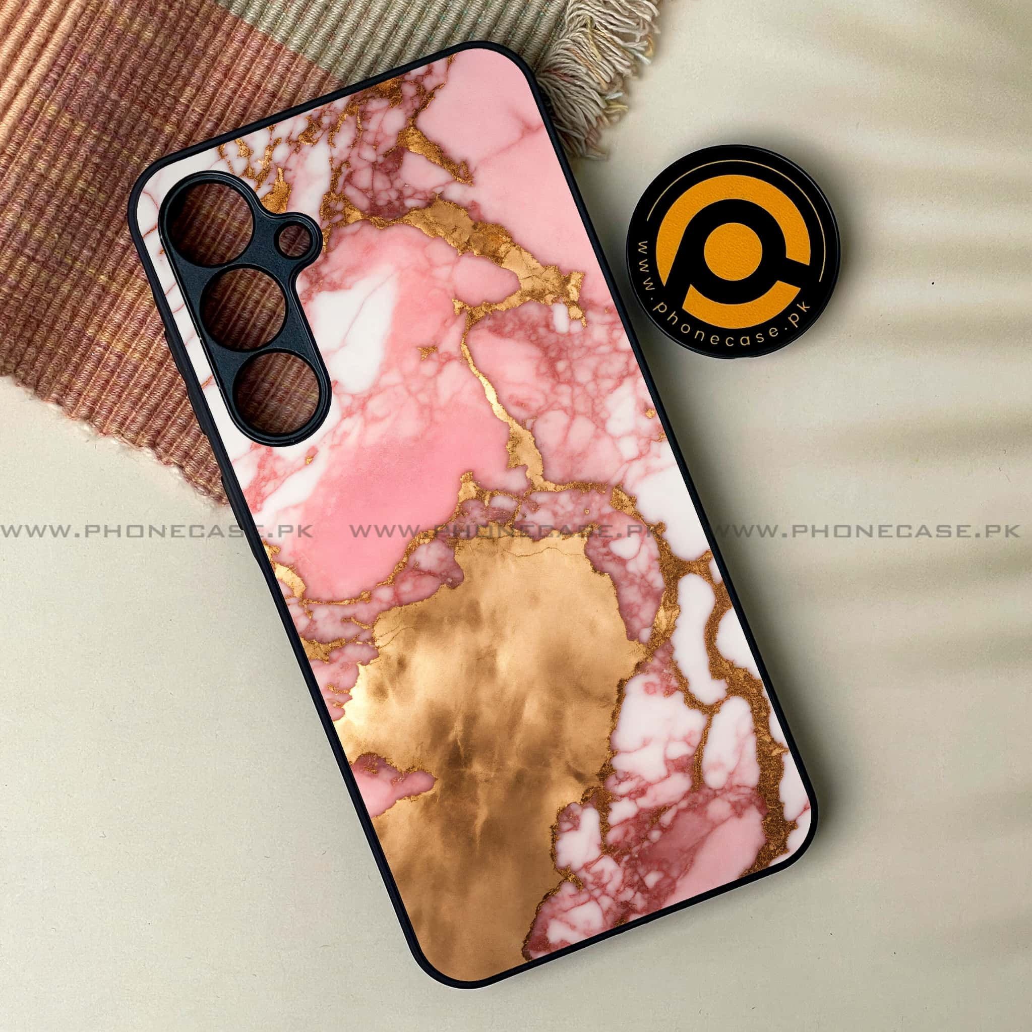 Samsung Galaxy A16 - Pink Marble 2.0 Series - Premium Printed Glass soft Bumper shock Proof Case