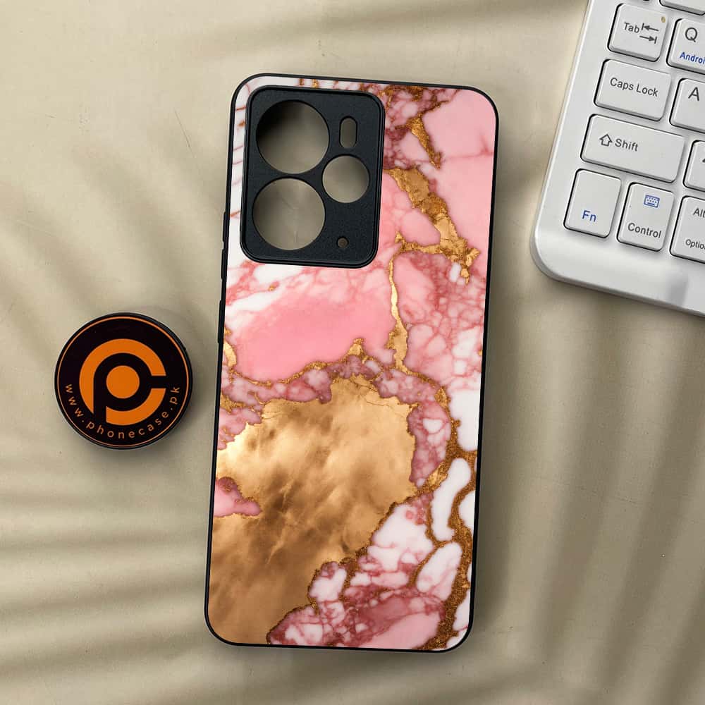 Realme 14 5G - Pink Marble 2.0 Series - Premium Metal Printed soft Bumper Shock Proof Case