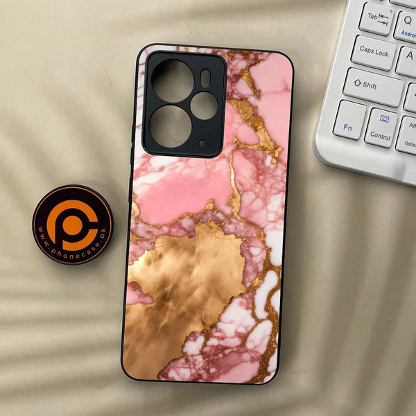 Realme 14 5G - Pink Marble 2.0 Series - Premium Metal Printed soft Bumper Shock Proof Case