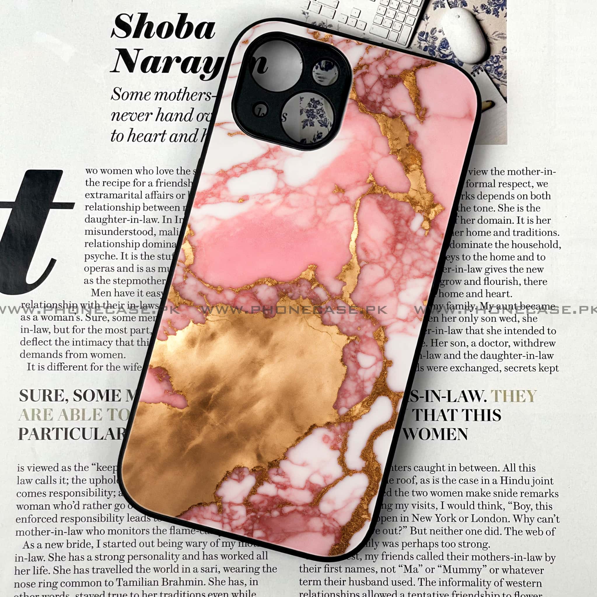 iPhone 14 Plus - Pink Marble 2.0 Series - Premium Metal Printed soft Bumper shock Proof Case
