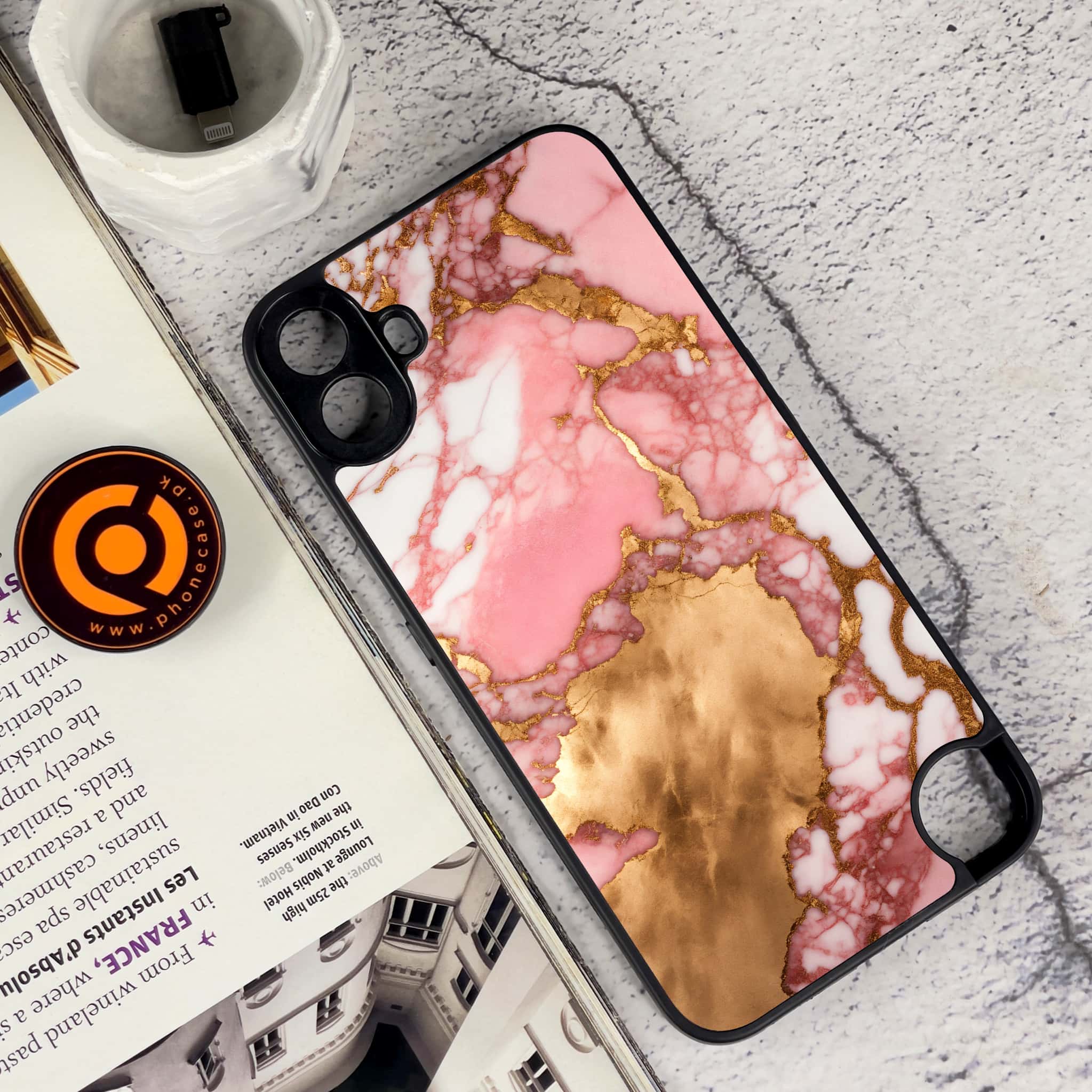 Nothing CMF Phone 1 - Pink Marble 2.0 Series - Premium Metal Printed soft Bumper Shock Proof Case