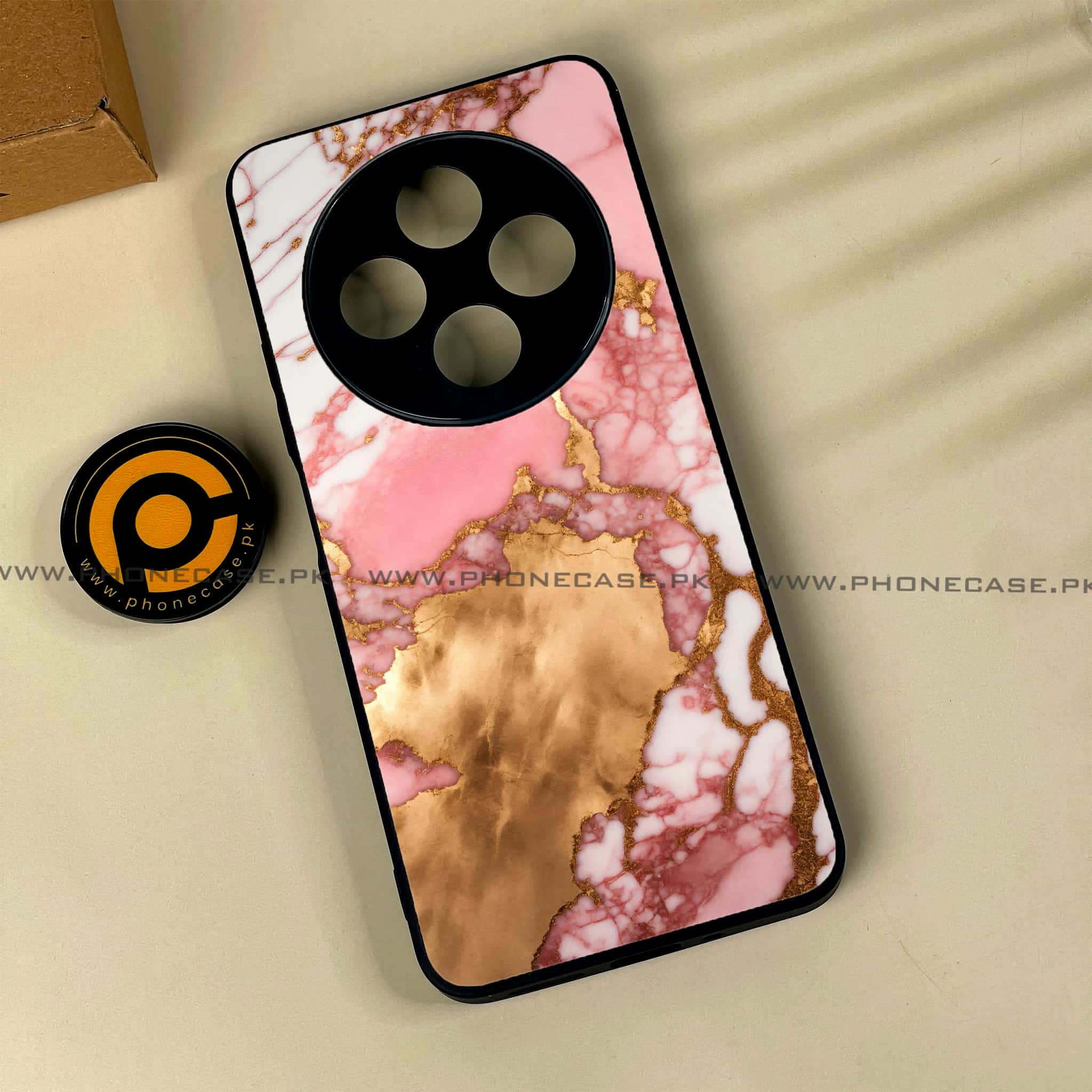 Xiaomi Poco C75 4G - Pink Marble 2.0 Series - Premium Printed Glass soft Bumper shock Proof Case