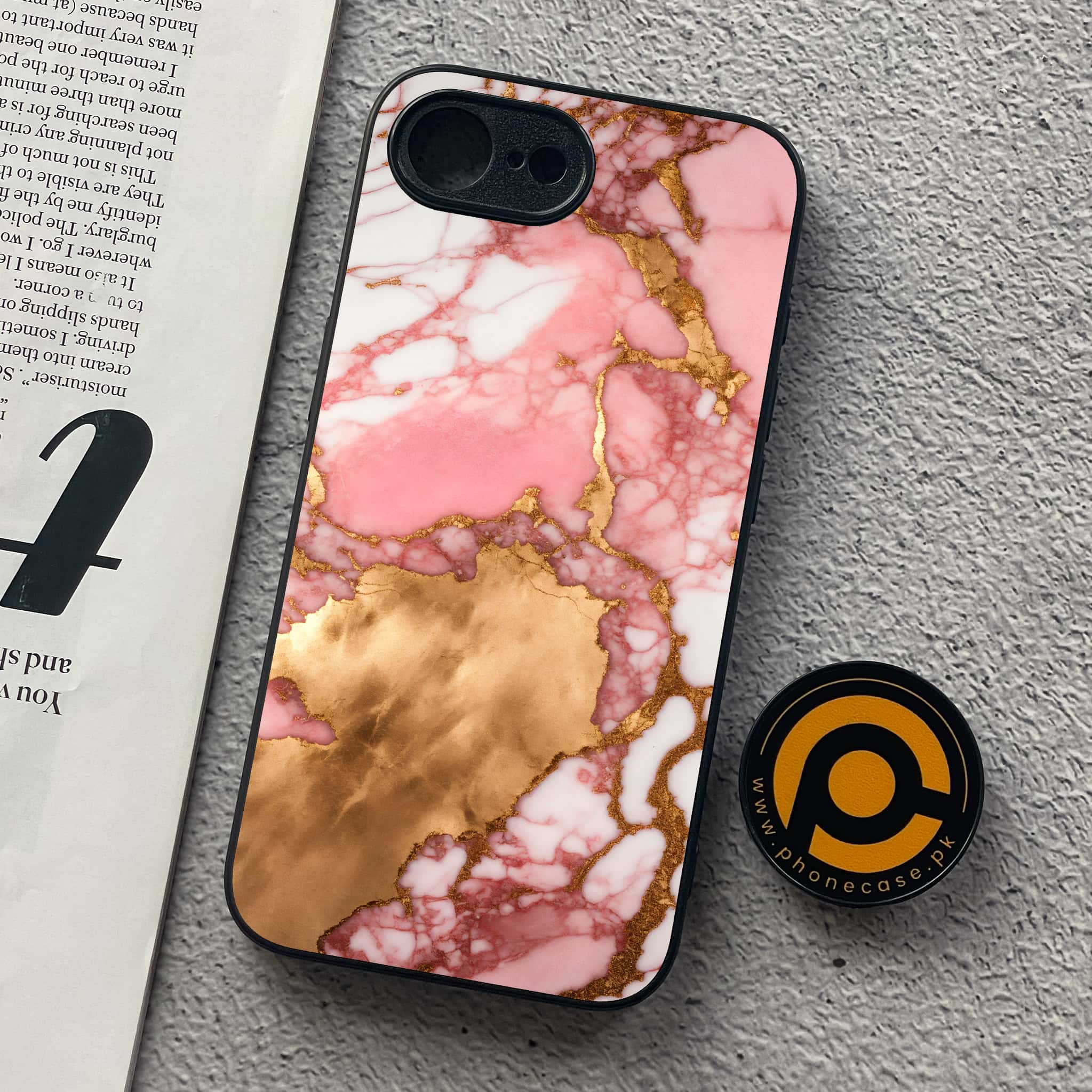iPhone 16e - Pink Marble 2.0 Series - Premium Metal  Printed soft Bumper shock Proof Case