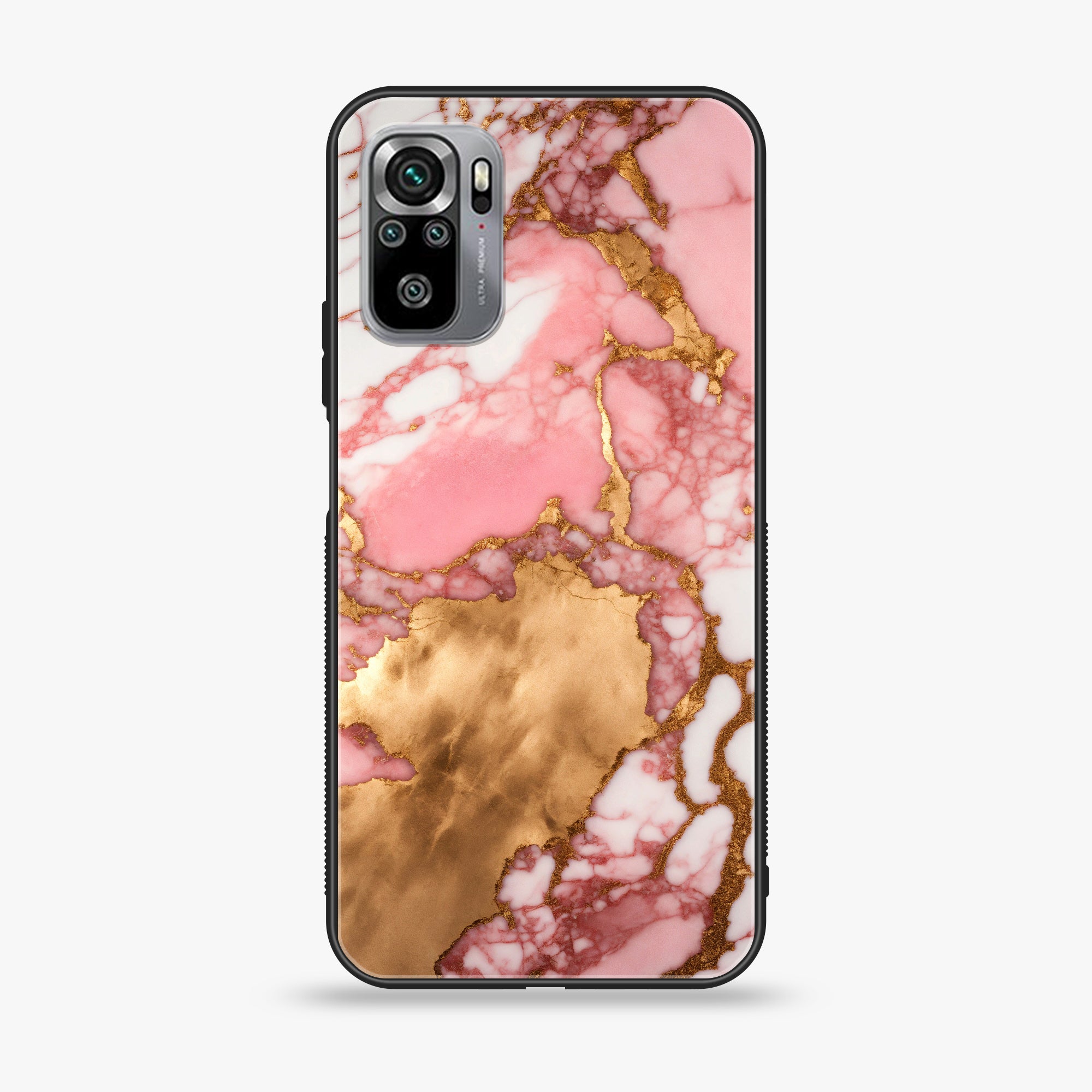 Xiaomi Redmi Note 10S- Pink Marble 2.0 Series - Premium Printed Glass soft Bumper shock Proof Case