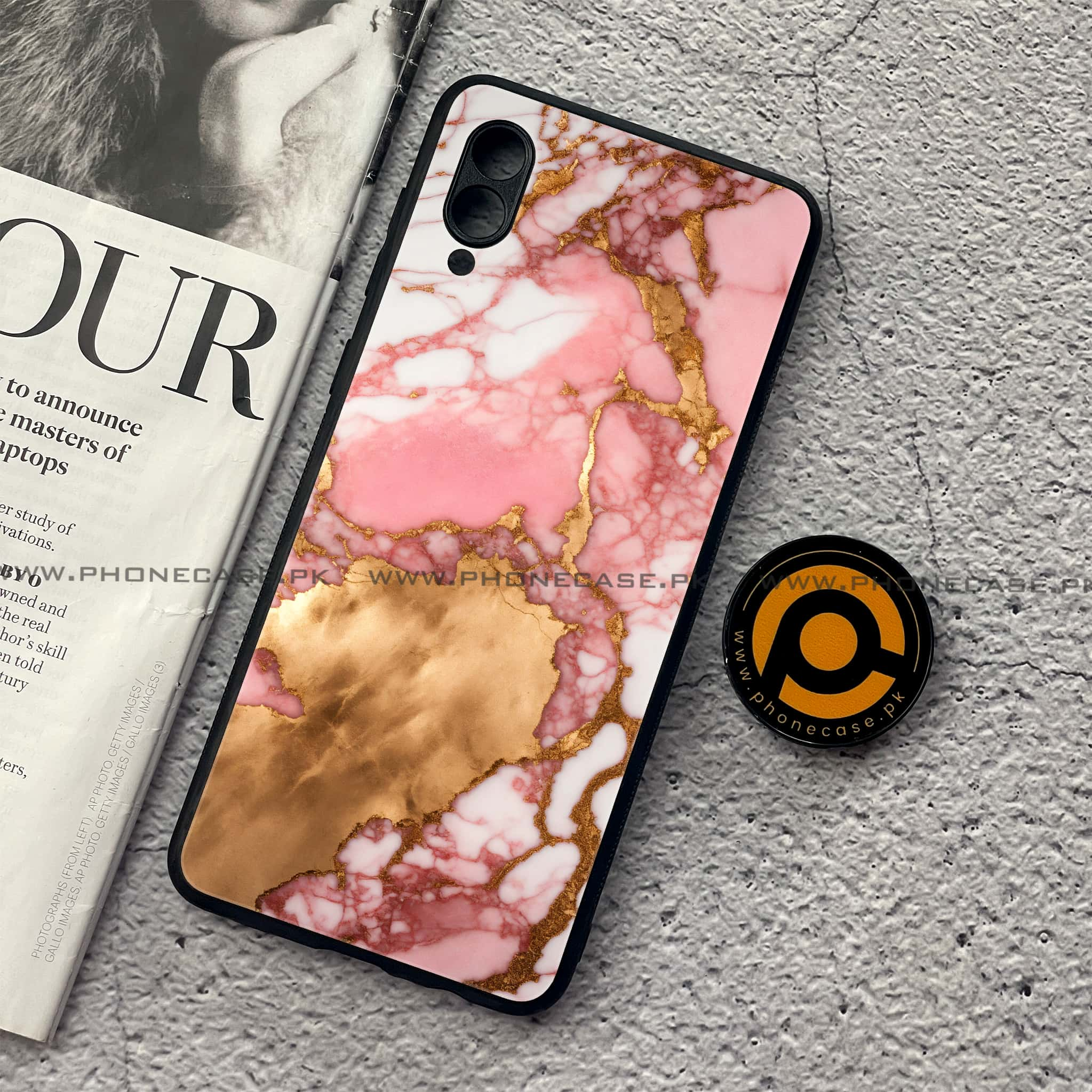 Samsung Galaxy A02 - Pink Marble 2.0 Series - Premium Printed Metal soft Bumper shock Proof Case