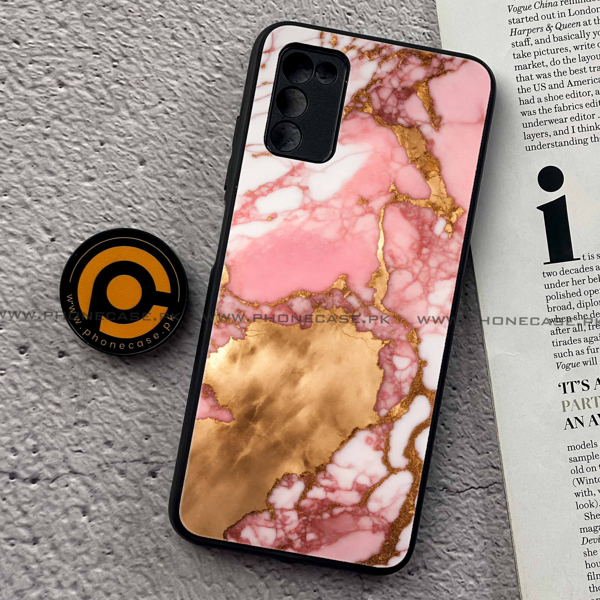 Samsung Galaxy A02s - Pink Marble 2.0 Series  - Premium Printed Metal soft Bumper shock Proof Case