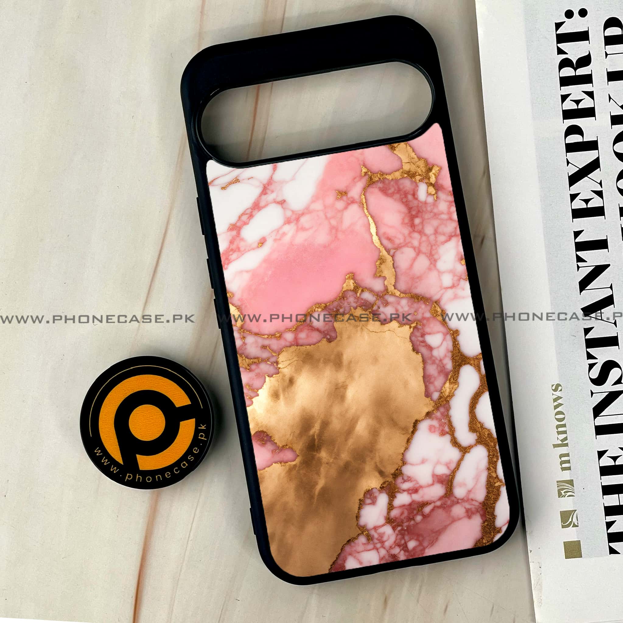 Google Pixel 9 Pro XL - Pink Marble 2.0 Series - Premium Metal Printed soft Bumper Shock Proof Case