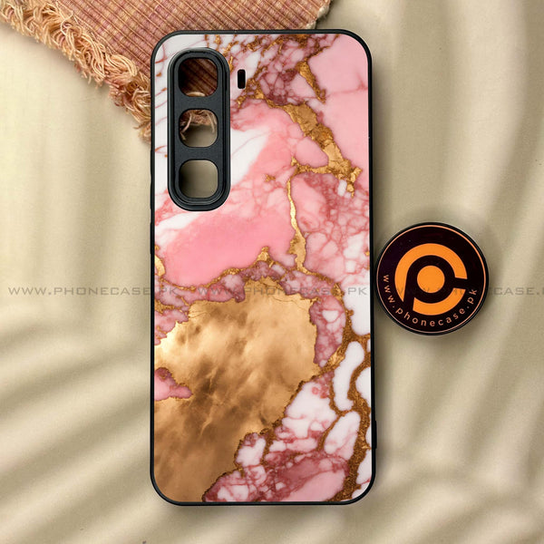 Infinix Hot 60 Pro Plus - Pink Marble 2.0 Series - Premium Metal Printed soft Bumper shock Proof Case