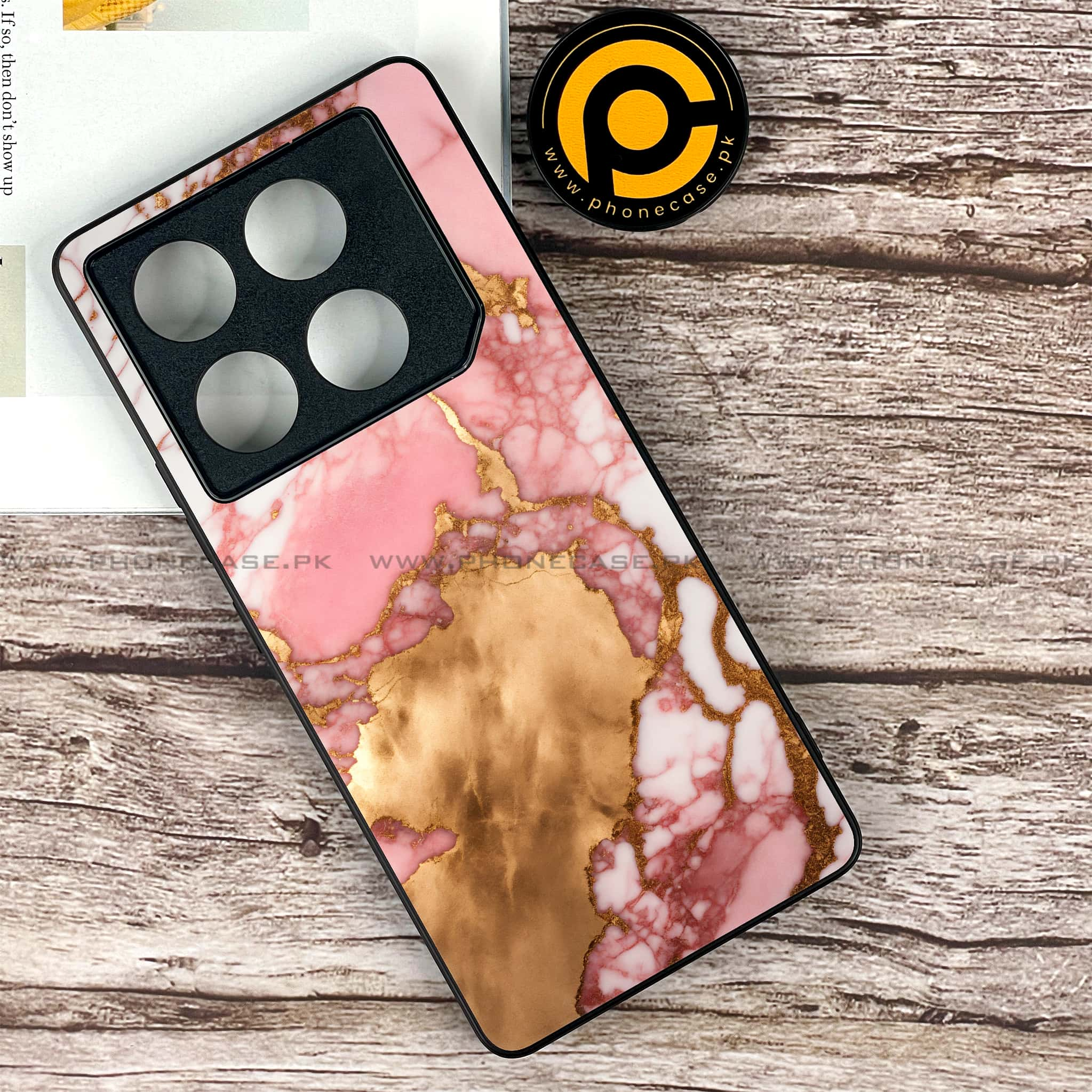 Infinix GT 20 Pro - Pink Marble 2.0 Series - Premium Printed Glass soft Bumper shock Proof Case